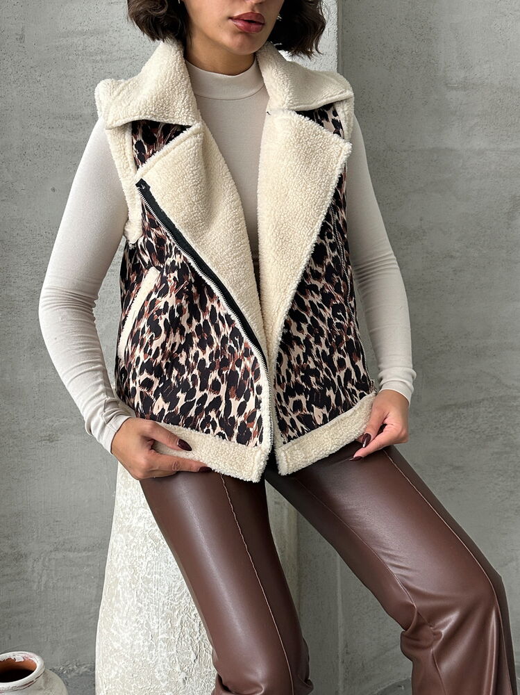 Leopard Print Plush Vest – Brand: Topshow – Women & Kids, Baby Clothes Wholesale – TheBS Women