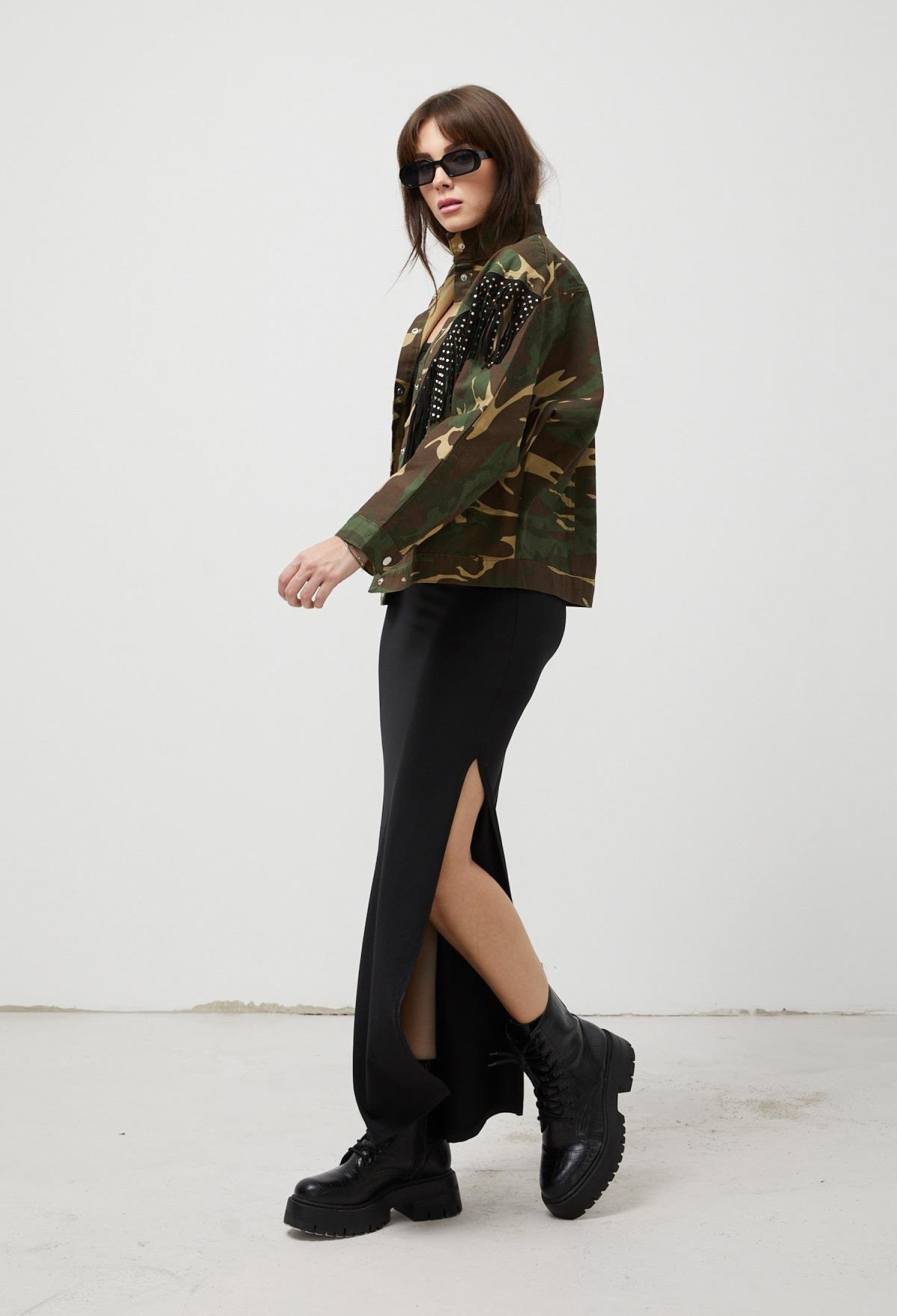 Gabardine Star Tassel Camouflage Pattern Women's Jacket Camouflage - Brand: Levure - Women & Kids, Baby Clothes Wholesale - TheBS Women