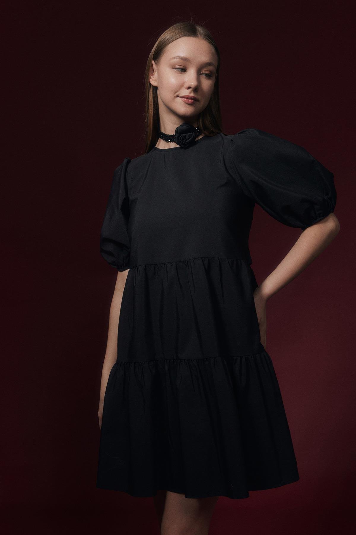 Back Tie Detailed Women's Dress Black - Brand: Levure - Women & Kids, Baby Clothes Wholesale - TheBS Women