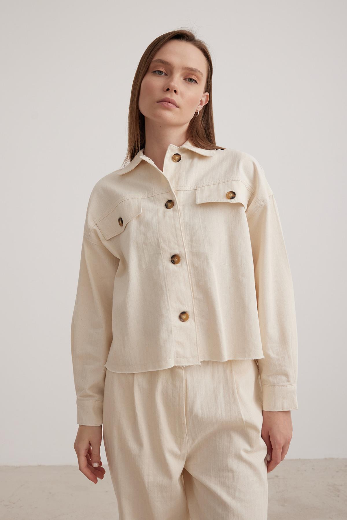 Chain Detail Women's Jacket - Beige - Brand: Levure - Women & Kids, Baby Clothes Wholesale - TheBS Women