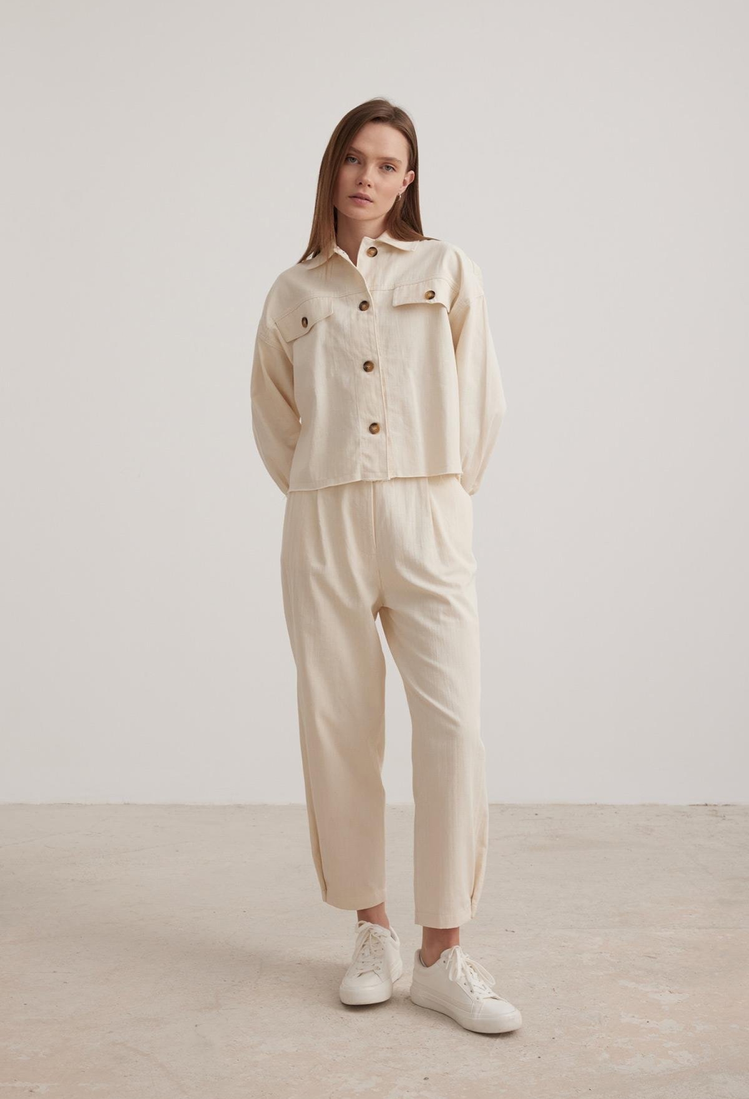 Chain Detail Women's Jacket - Beige - Brand: Levure - Women & Kids, Baby Clothes Wholesale - TheBS Women