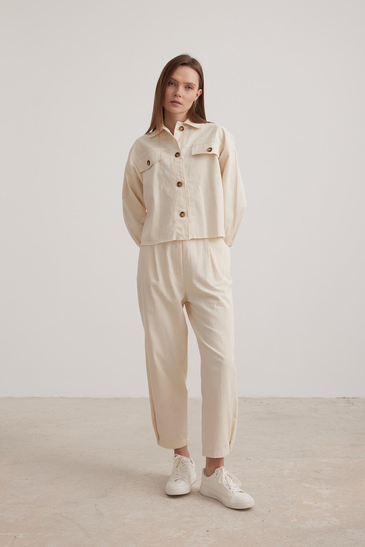 Chain Detail Women's Jacket - Beige - Brand: Levure - Women & Kids, Baby Clothes Wholesale - TheBS Women