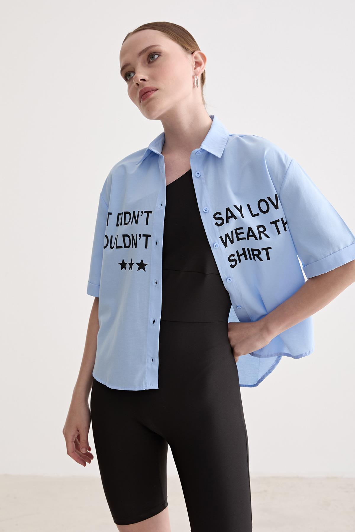 Printed Detailed Oversize Shirt – Brand: Levure – Women & Kids, Baby Clothes Wholesale – TheBS Women