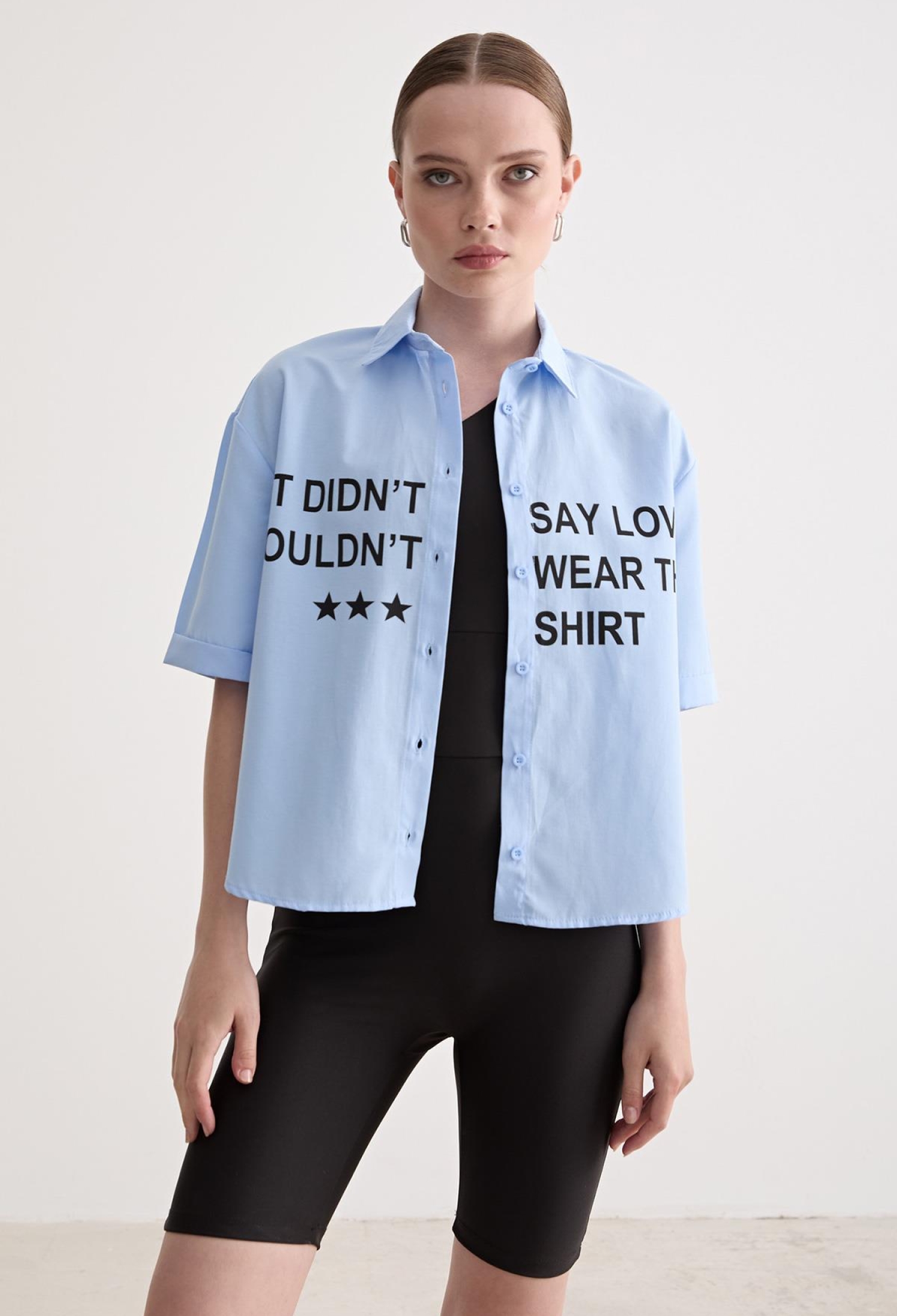 Printed Detailed Oversize Shirt - Brand: Levure - Women & Kids, Baby Clothes Wholesale - TheBS Women