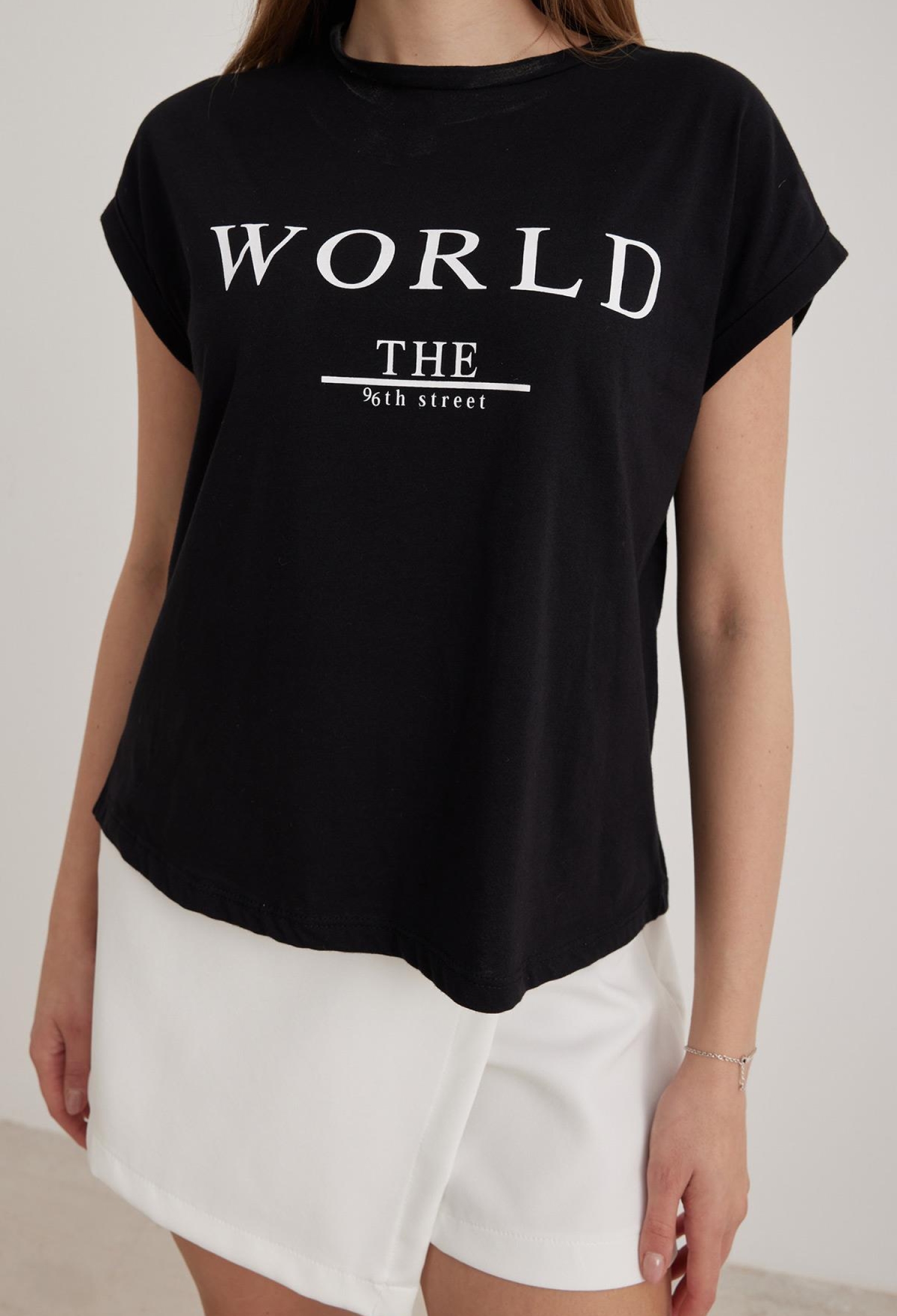Text Printed T-Shirt - Black - Brand: Levure - Women & Kids, Baby Clothes Wholesale - TheBS Women