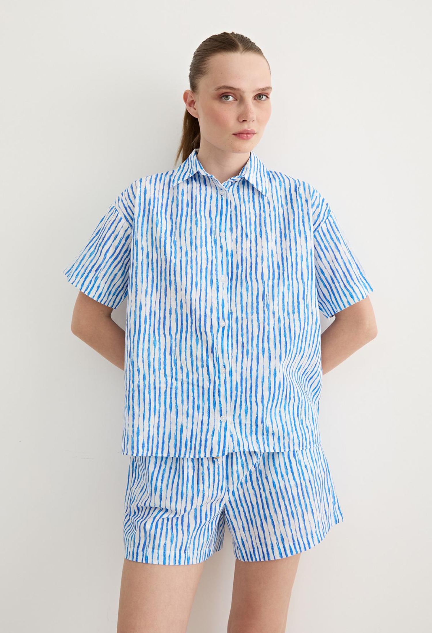 Oversize Striped Shirt Blue - Brand: Levure - Women & Kids, Baby Clothes Wholesale - TheBS Women