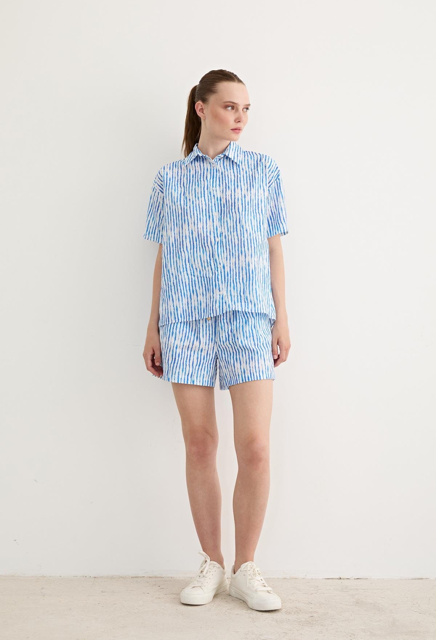 Oversize Striped Shirt Blue - Brand: Levure - Women & Kids, Baby Clothes Wholesale - TheBS Women