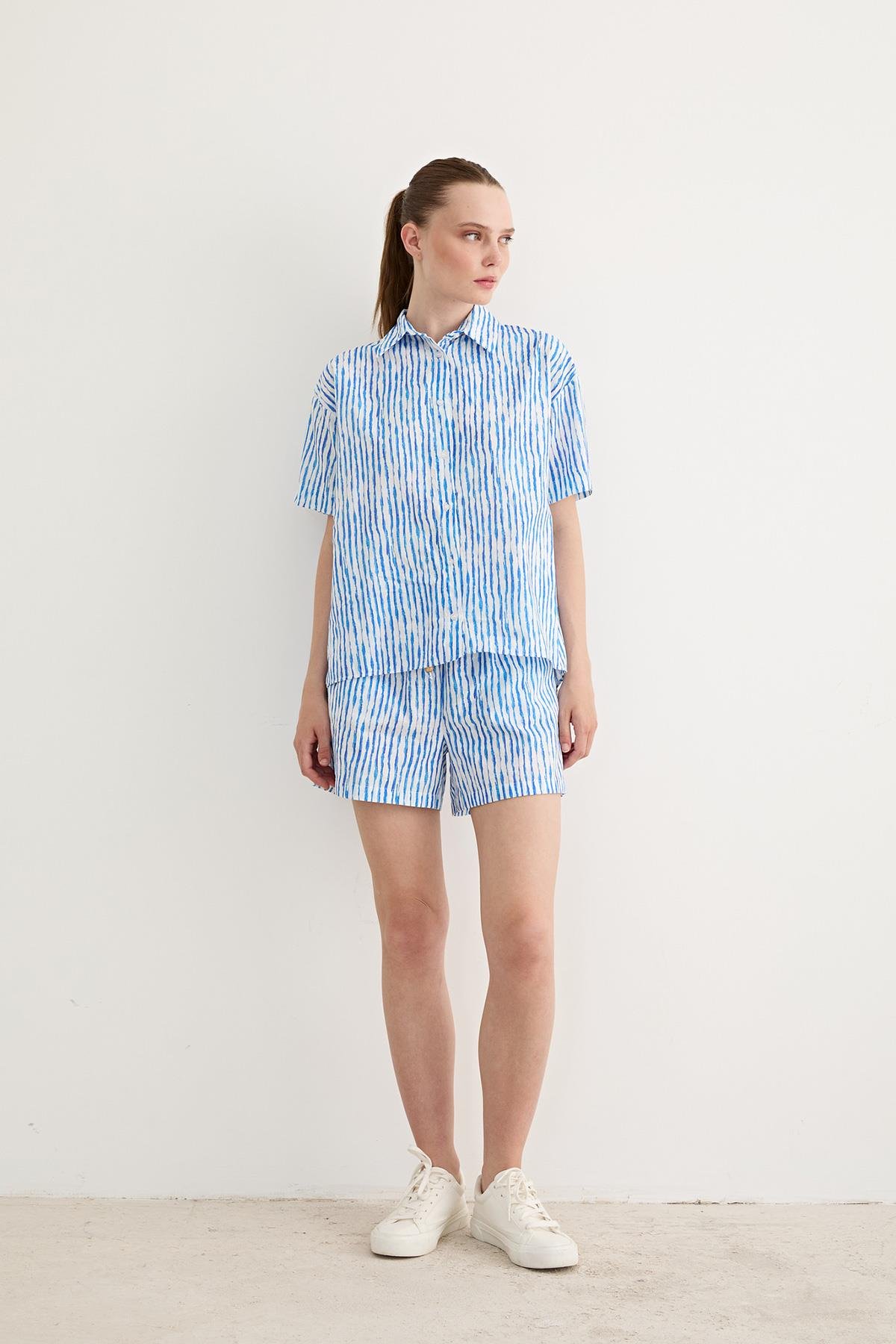 Oversize Striped Shirt Blue – Brand: Levure – Women & Kids, Baby Clothes Wholesale – TheBS Women