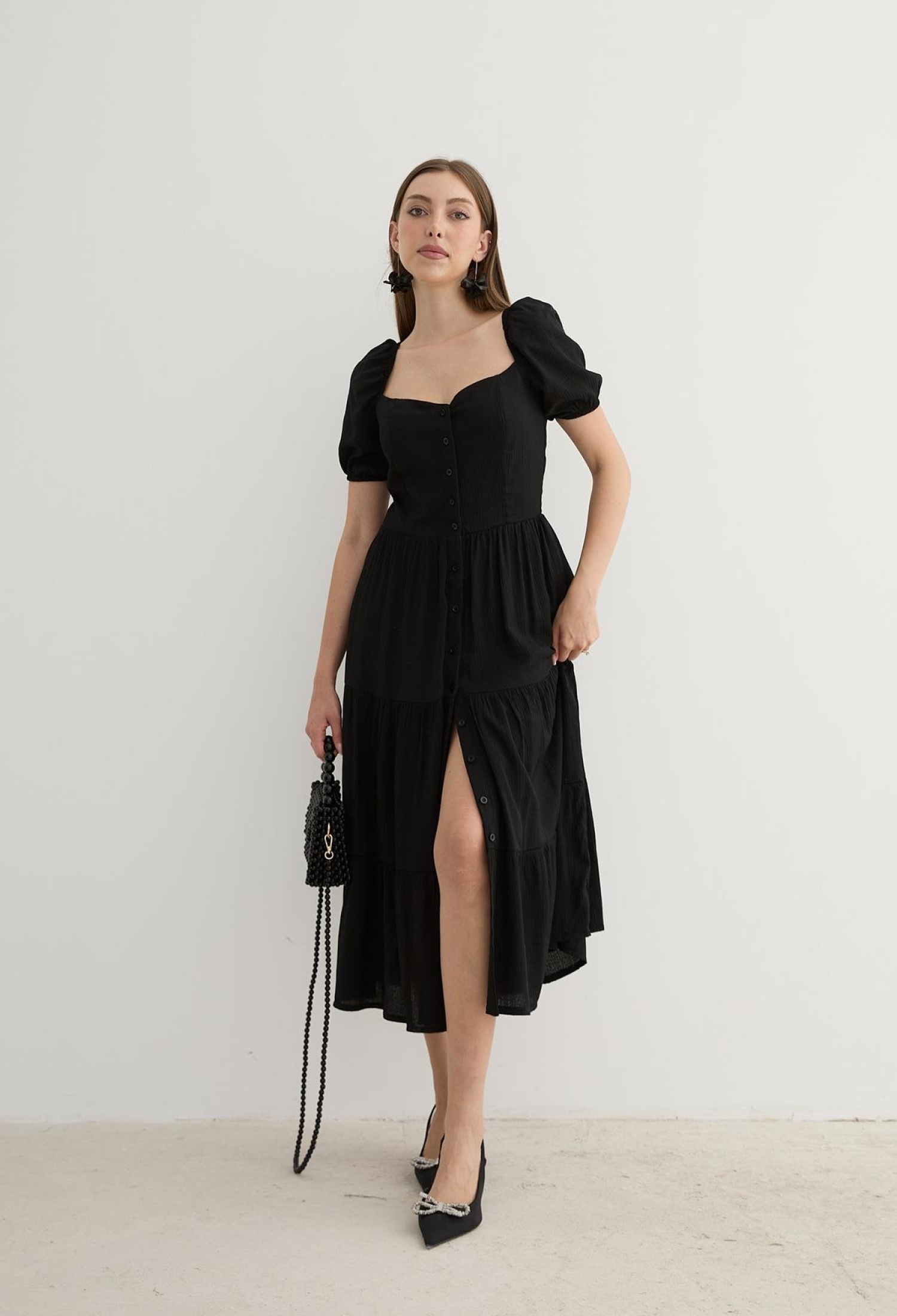 Women's Short Sleeve Button Detailed Midi Dress - Brand: Levure - Women & Kids, Baby Clothes Wholesale - TheBS Women