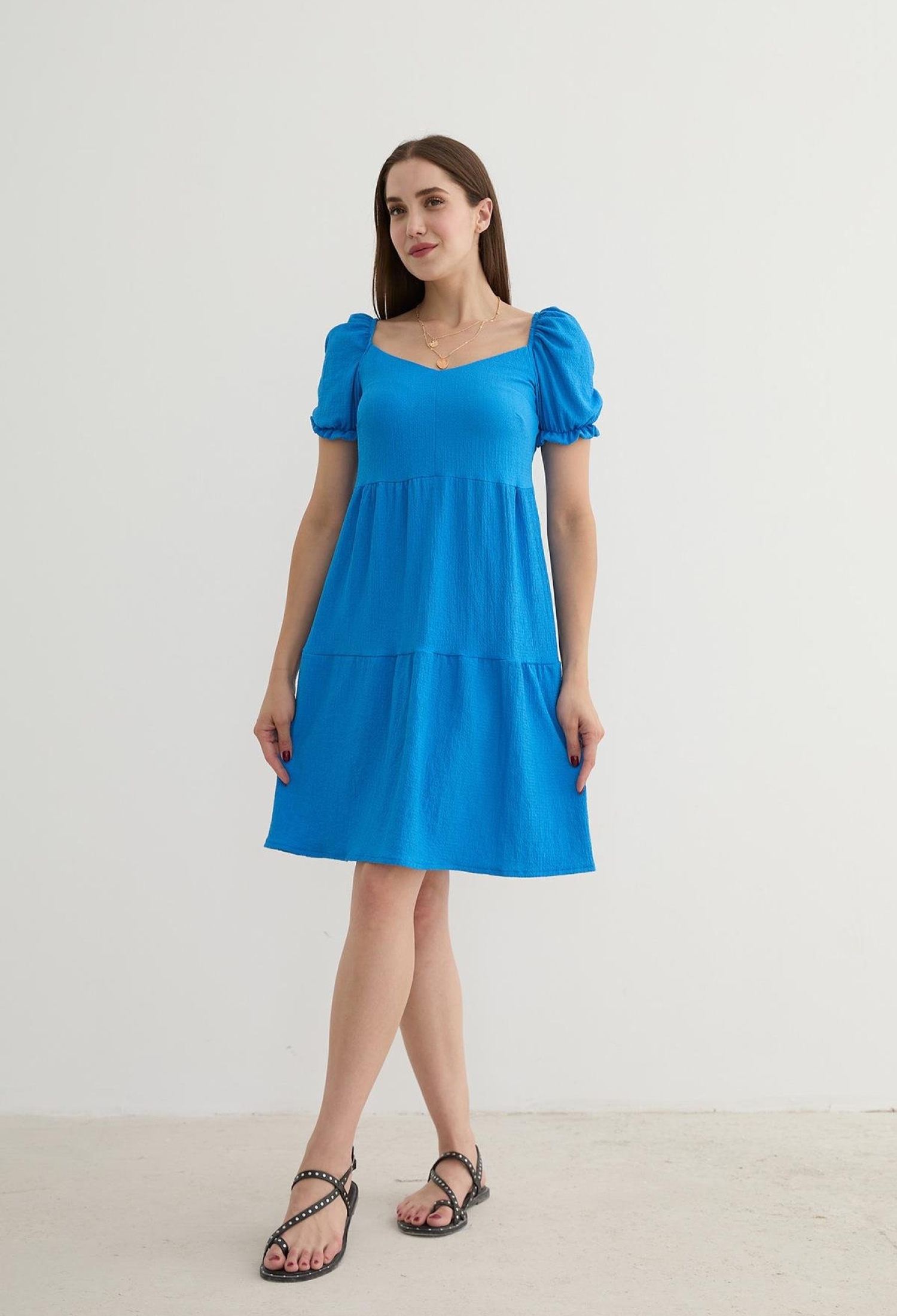 Watermelon Sleeve Detailed Short Dress Saks - Brand: Levure - Women & Kids, Baby Clothes Wholesale - TheBS Women