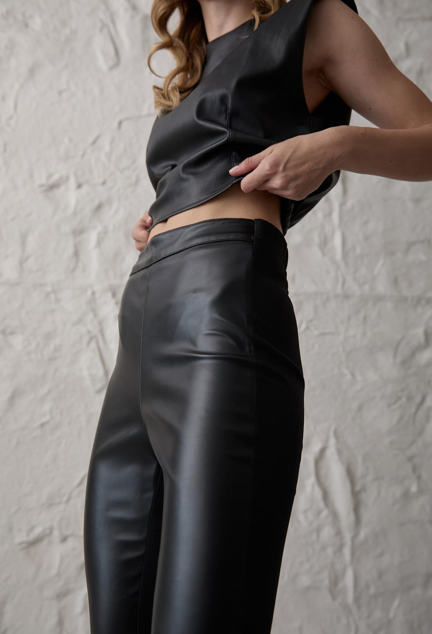 Women's Elastic Long Leather Trousers Black - Brand: Levure - Women & Kids, Baby Clothes Wholesale - TheBS Women
