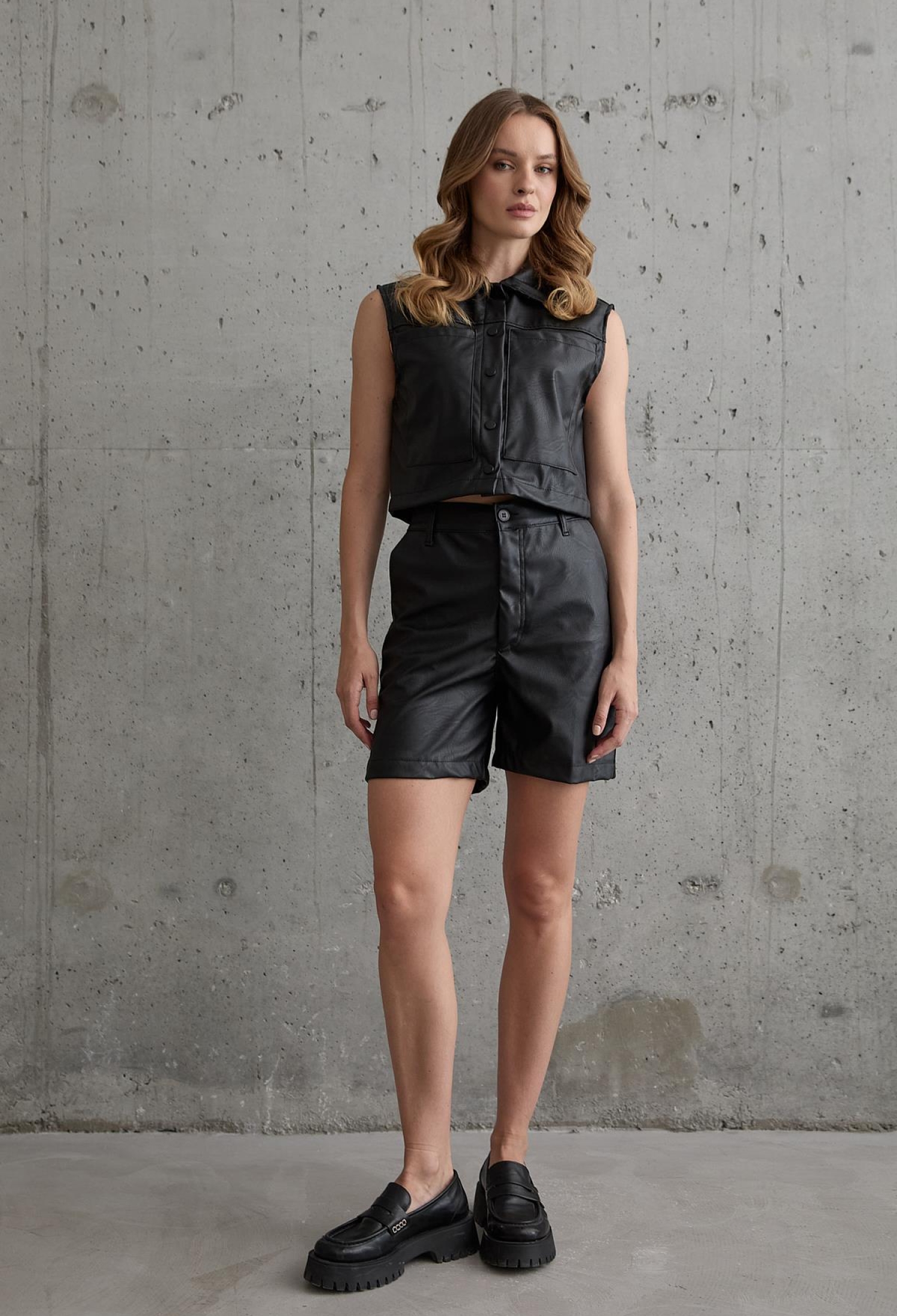 Women's Button Detailed Leather Short Shorts Black - Brand: Levure - Women & Kids, Baby Clothes Wholesale - TheBS Women