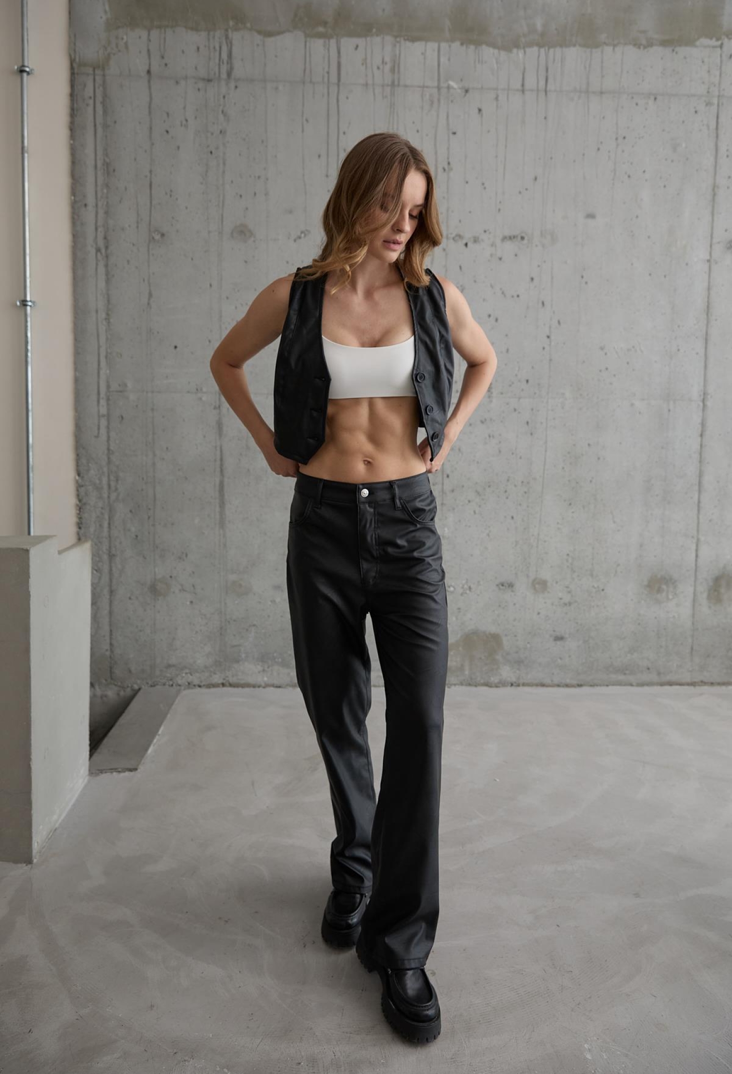 Women's Buttoned Crop Leather Vest Black - Brand: Levure - Women & Kids, Baby Clothes Wholesale - TheBS Women