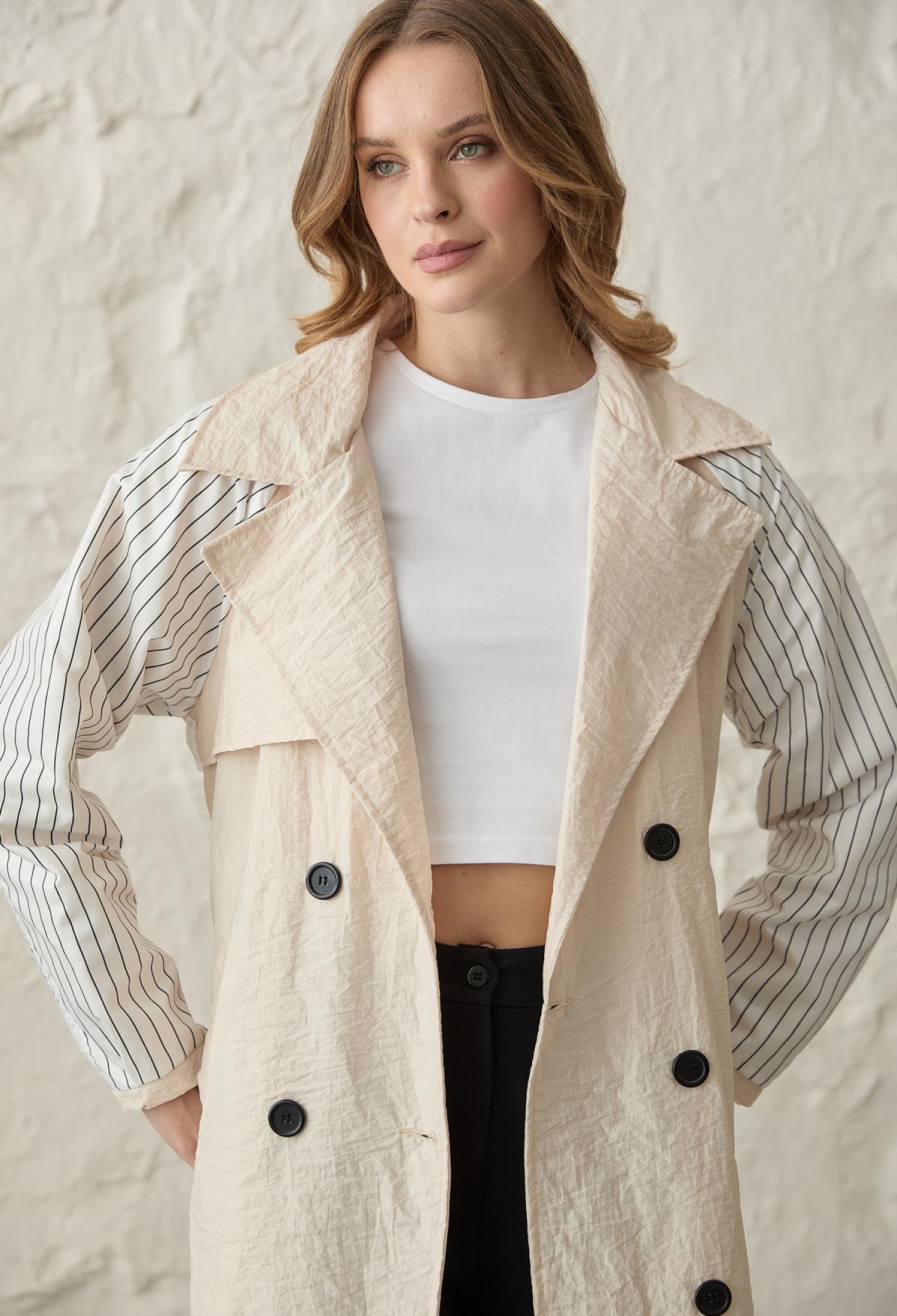 Back Print Detailed Buttoned Trench Coat - Brand: Levure - Women & Kids, Baby Clothes Wholesale - TheBS Women