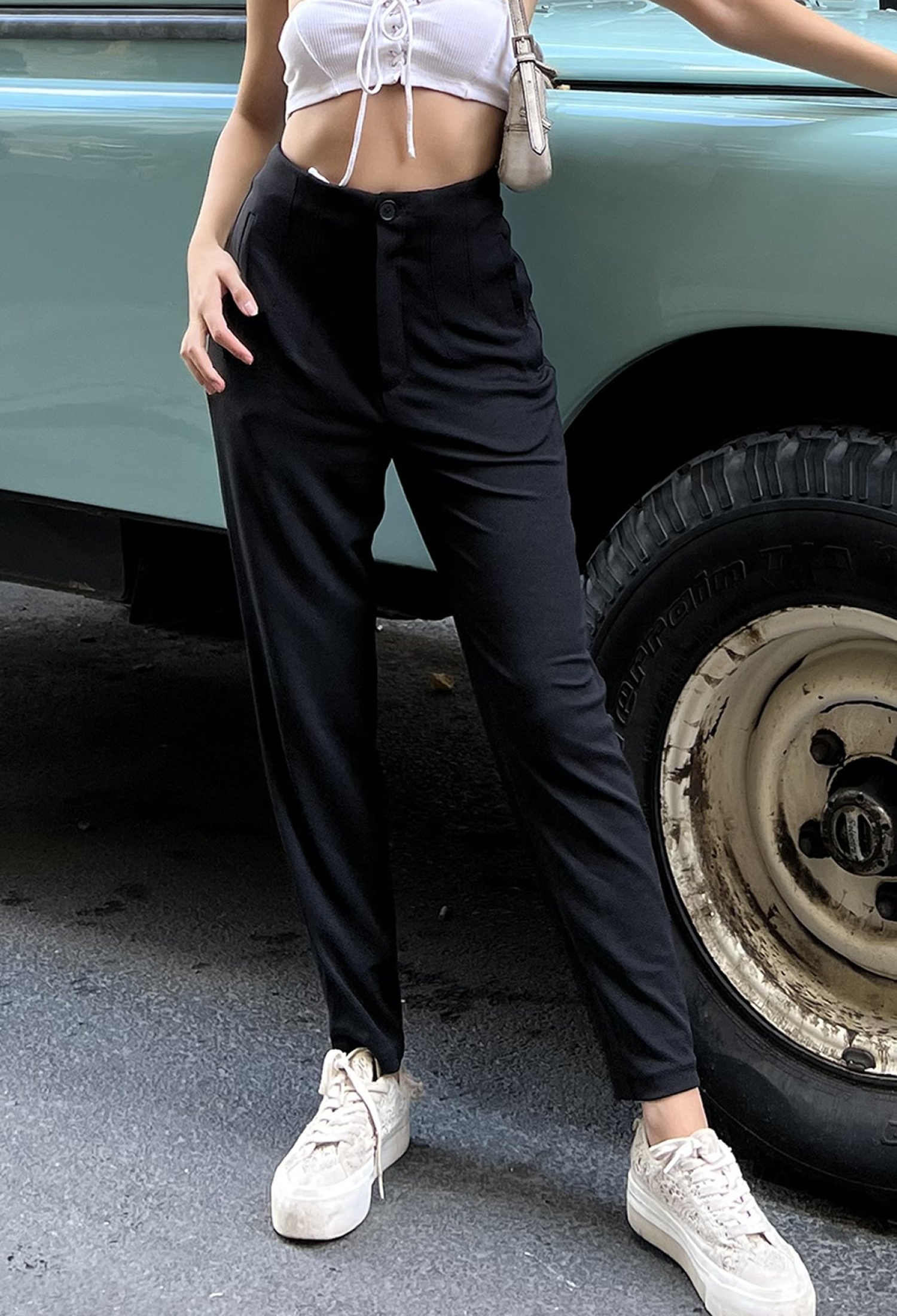 Darted High Waist Crepe Trousers - Black - Brand: la & vetta - Women & Kids, Baby Clothes Wholesale - TheBS Women