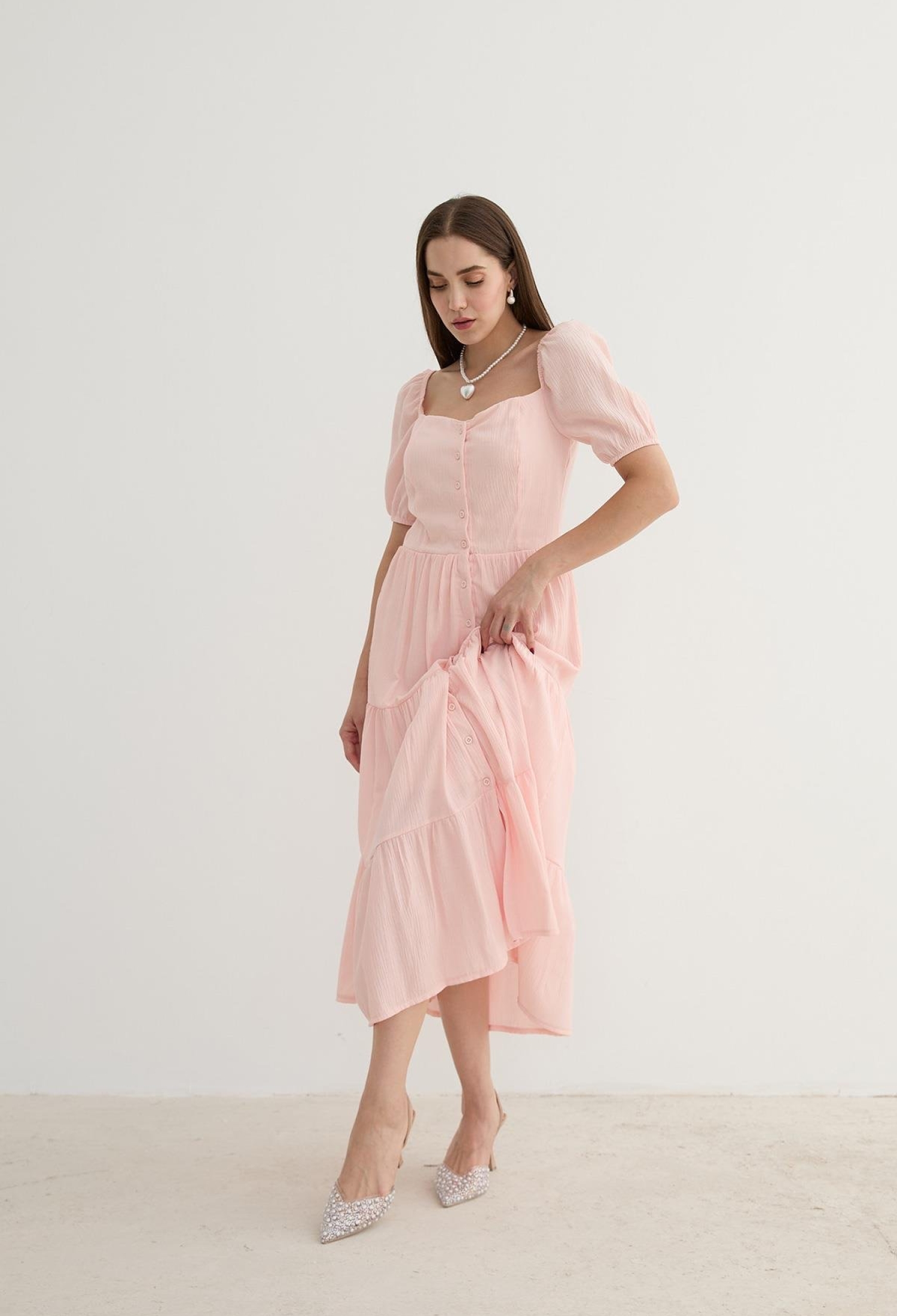 Women's Short Sleeve Button Detailed Midi Dress - Brand: Levure - Women & Kids, Baby Clothes Wholesale - TheBS Women