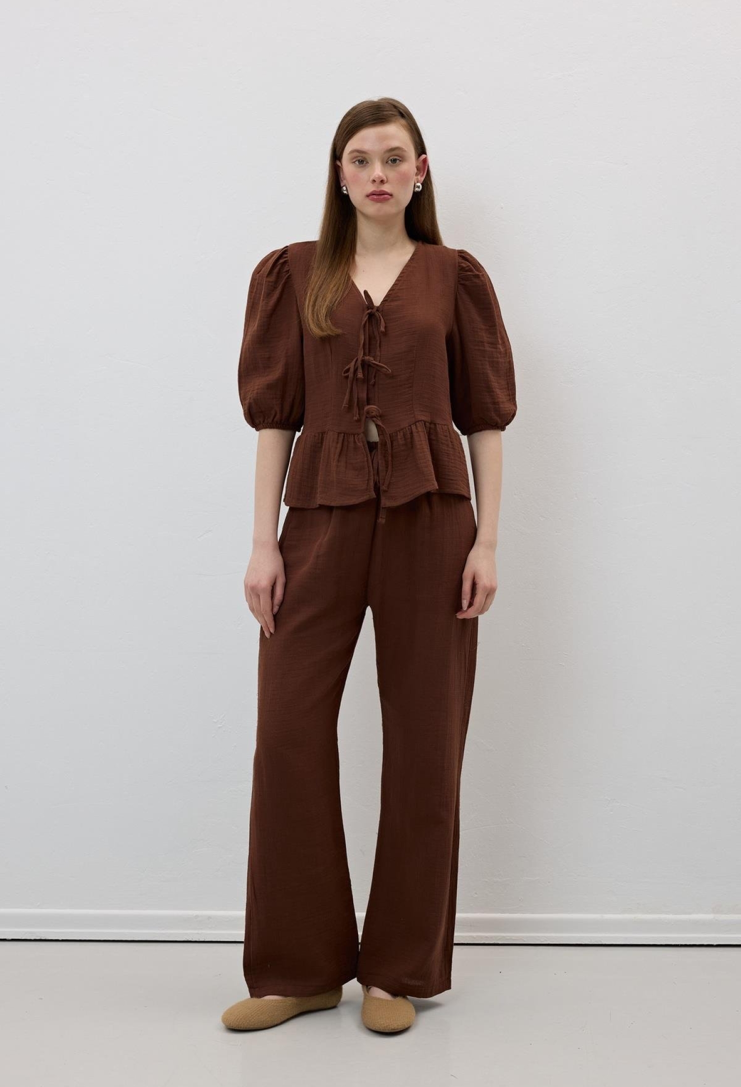 Front Tie Sleeve Elastic Mueslin Blouse - Brand: Levure - Women & Kids, Baby Clothes Wholesale - TheBS Women