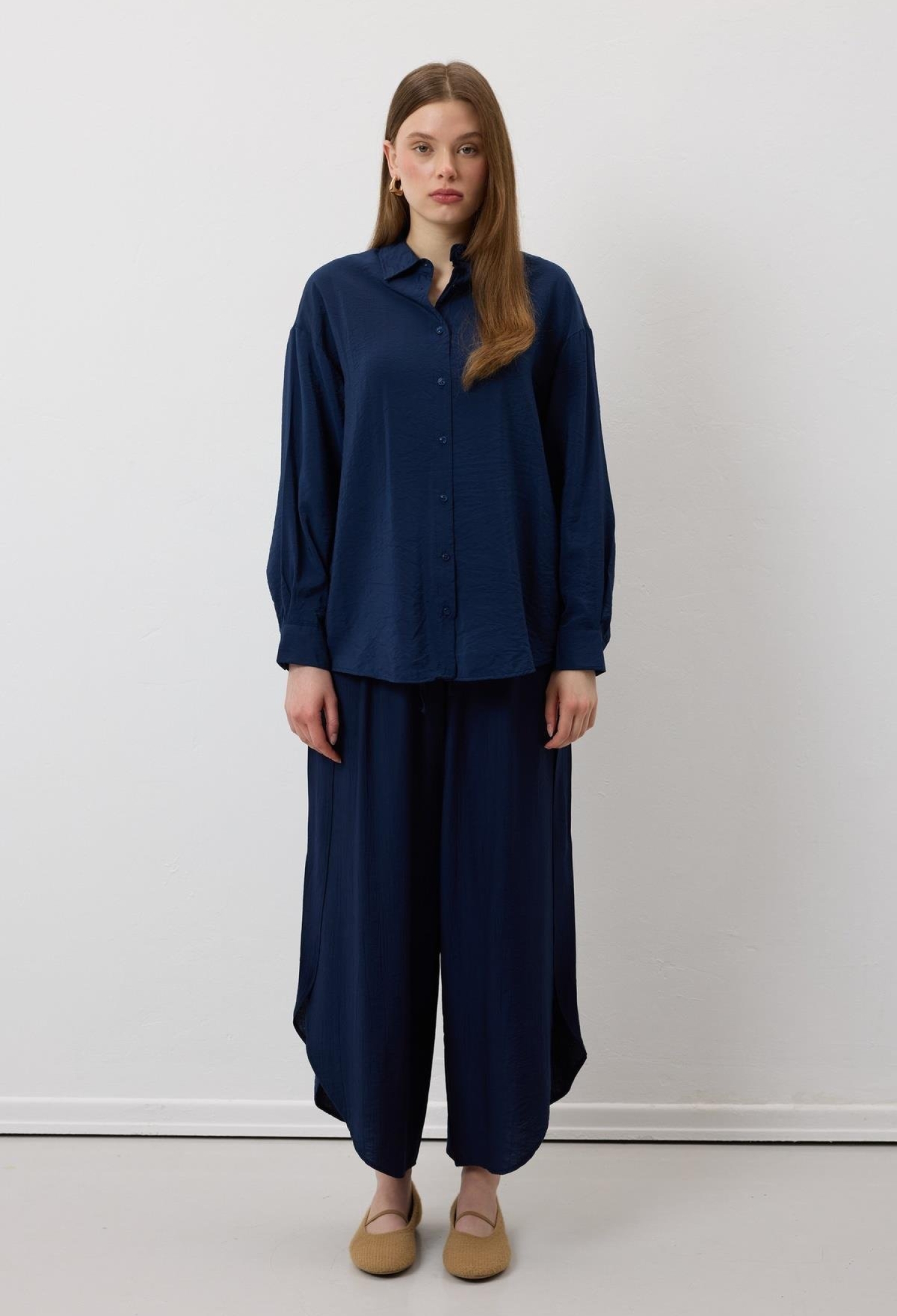 Elastic Waist Slit Pants Navy - Brand: Levure - Women & Kids, Baby Clothes Wholesale - TheBS Women