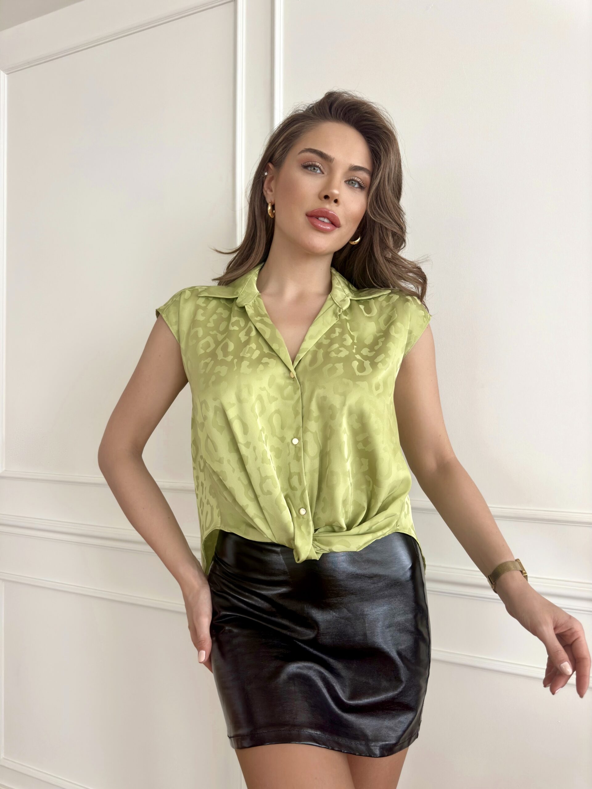 Leopard Pattern Satin Shirt - Brand: STEPS - Women & Kids, Baby Clothes Wholesale - TheBS Women Leopard Pattern Satin Shirt - Brand: STEPS - Women & Kids, Baby Clothes Wholesale - TheBS Women