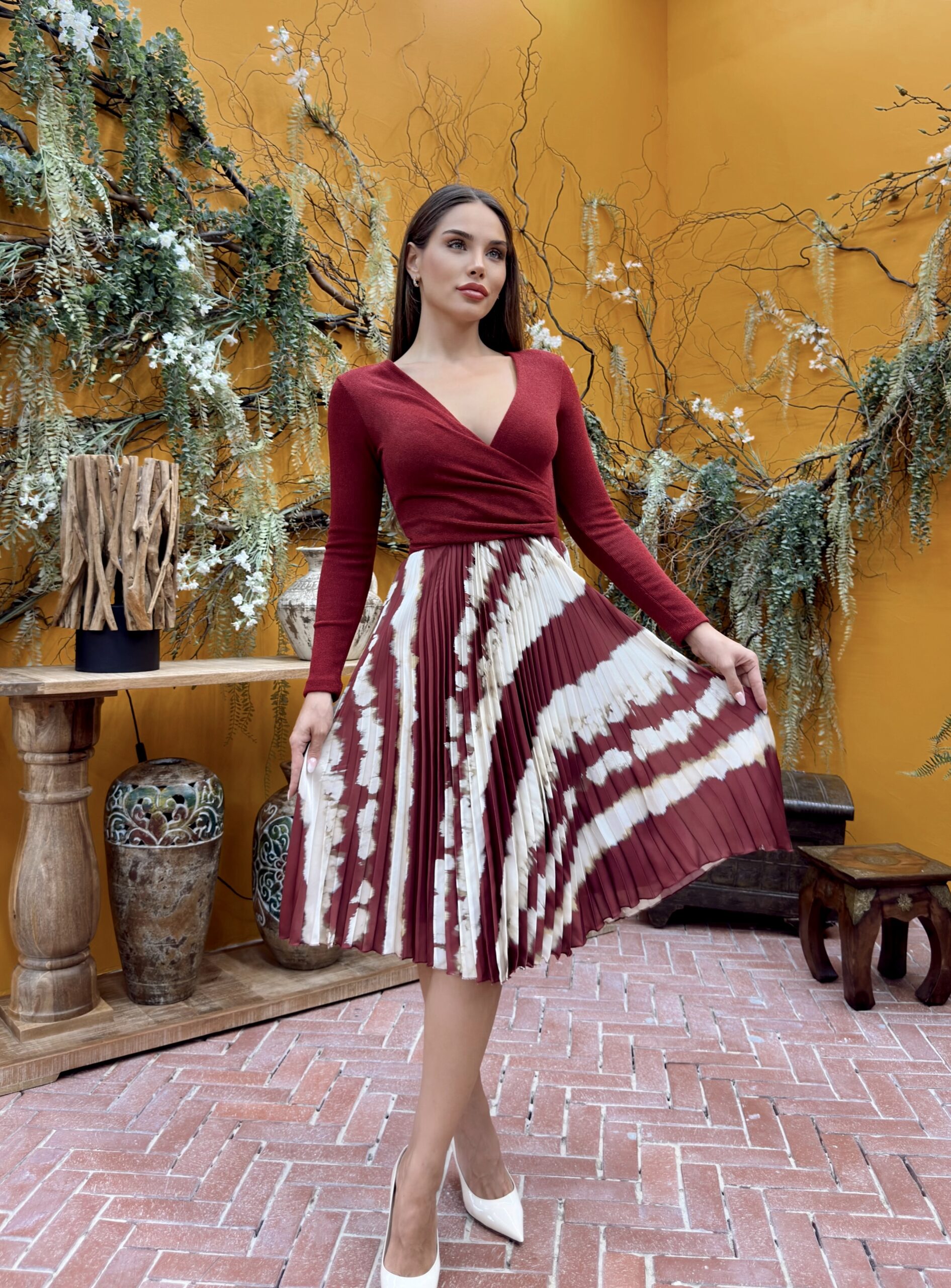 Chiffon Satin Knit Dress - Brand: STEPS - Women & Kids, Baby Clothes Wholesale - TheBS Women Chiffon Satin Knit Dress - Brand: STEPS - Women & Kids, Baby Clothes Wholesale - TheBS Women