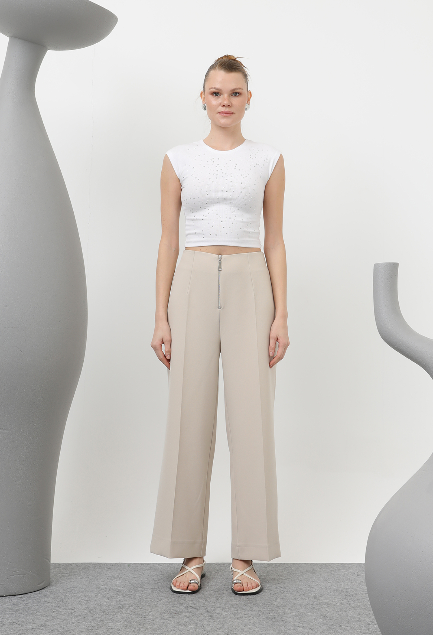 Women's Zipper Detailed Pencil Pants - Brand: Puane - Women & Kids, Baby Clothes Wholesale - TheBS Women