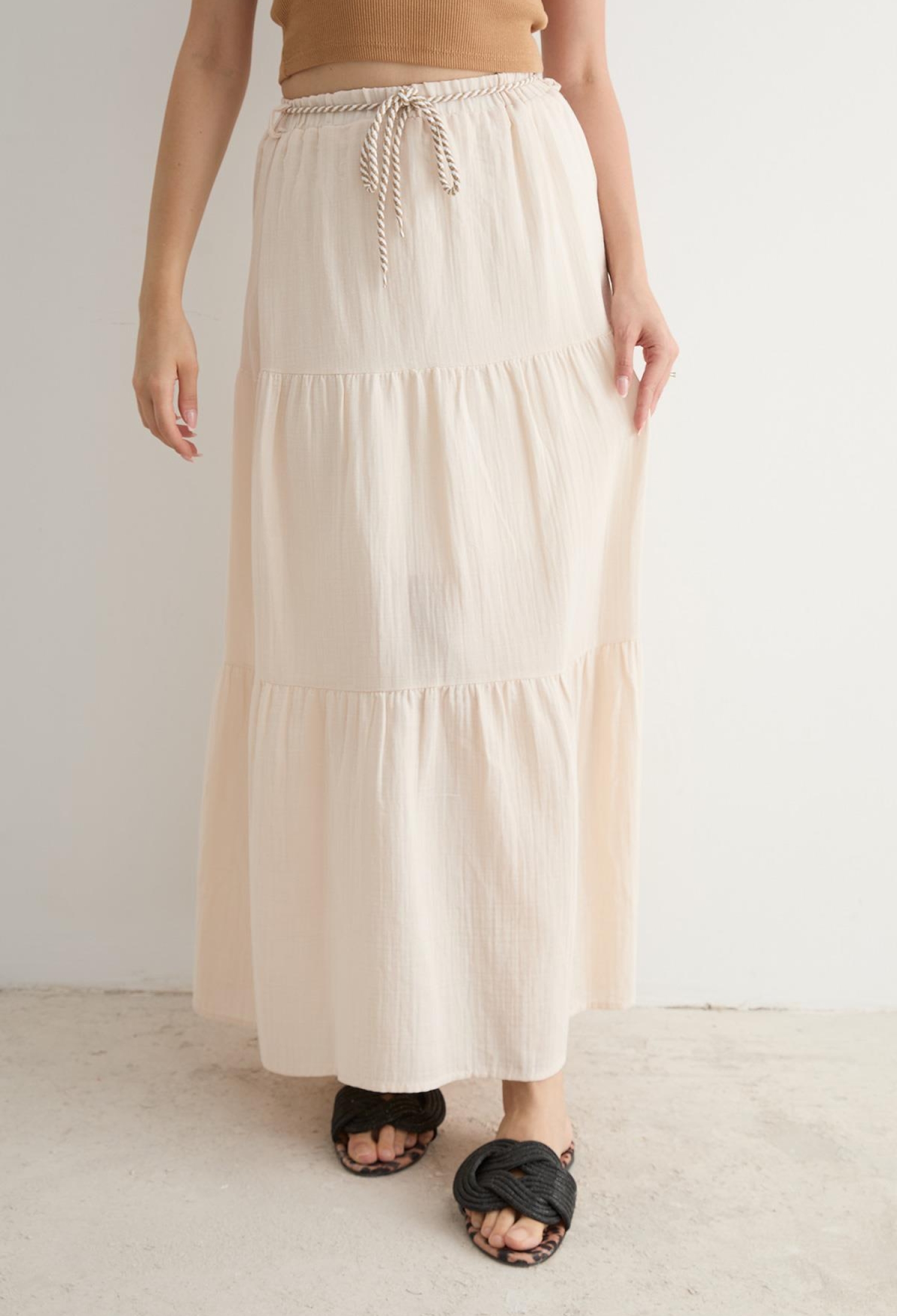 Elastic Waist And Cord Detail Long Skirt - Brand: Levure - Women & Kids, Baby Clothes Wholesale - TheBS Women