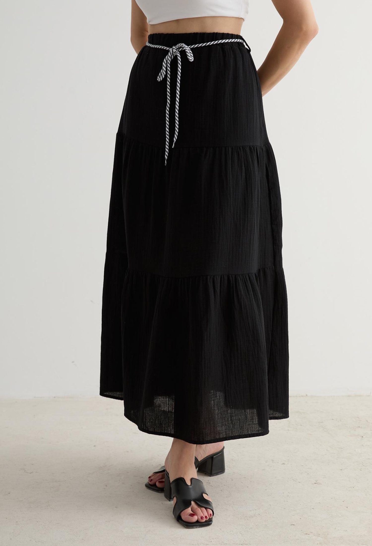 Elastic Waist And Cord Detail Long Skirt - Brand: Levure - Women & Kids, Baby Clothes Wholesale - TheBS Women