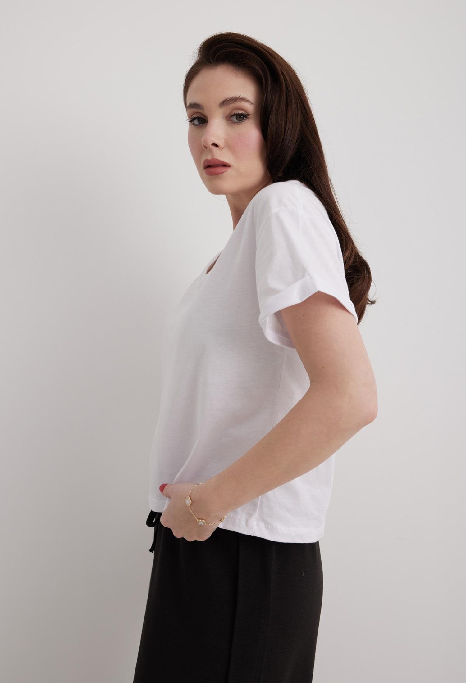 V-Neck Sleeve Folded Women's Tshirt - Brand: Levure - Women & Kids, Baby Clothes Wholesale - TheBS Women