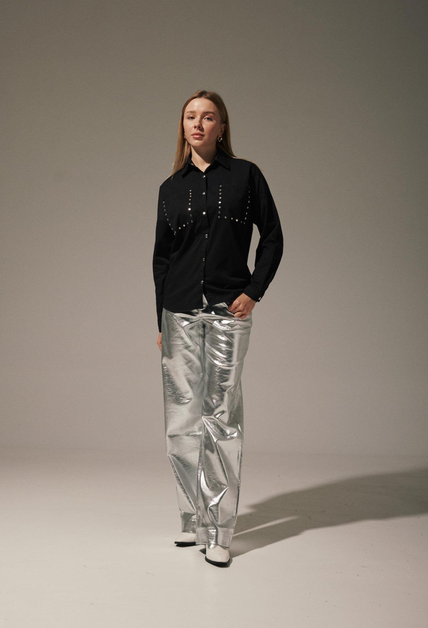 Linen Front Studded Women's Shirt - Brand: Levure - Women & Kids, Baby Clothes Wholesale - TheBS Women