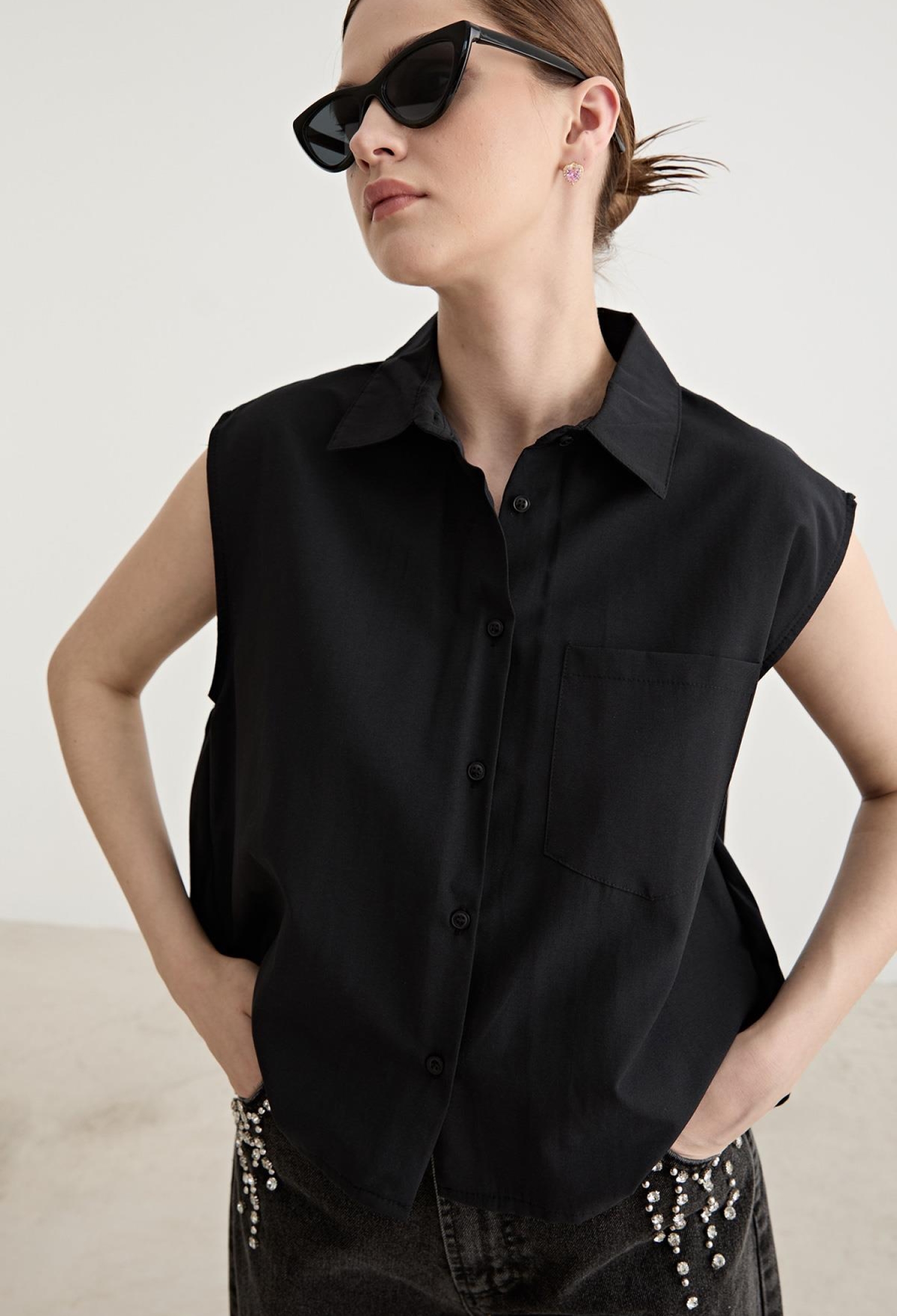 Women's Sleeveless Pocket Detailed Shirt - Brand: Levure - Women & Kids, Baby Clothes Wholesale - TheBS Women