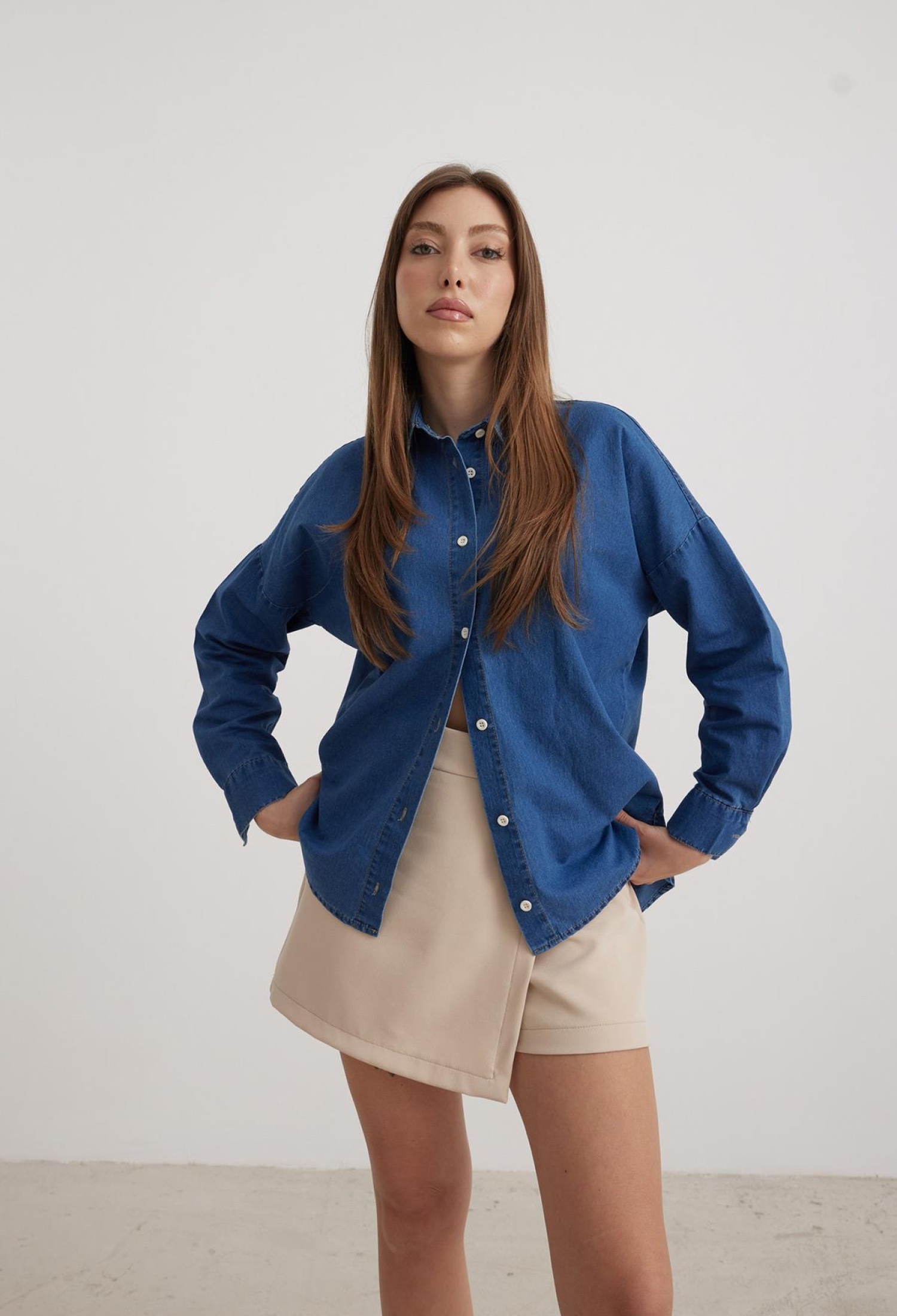 Button Detailed Denim Shirt - Brand: Levure - Women & Kids, Baby Clothes Wholesale - TheBS Women