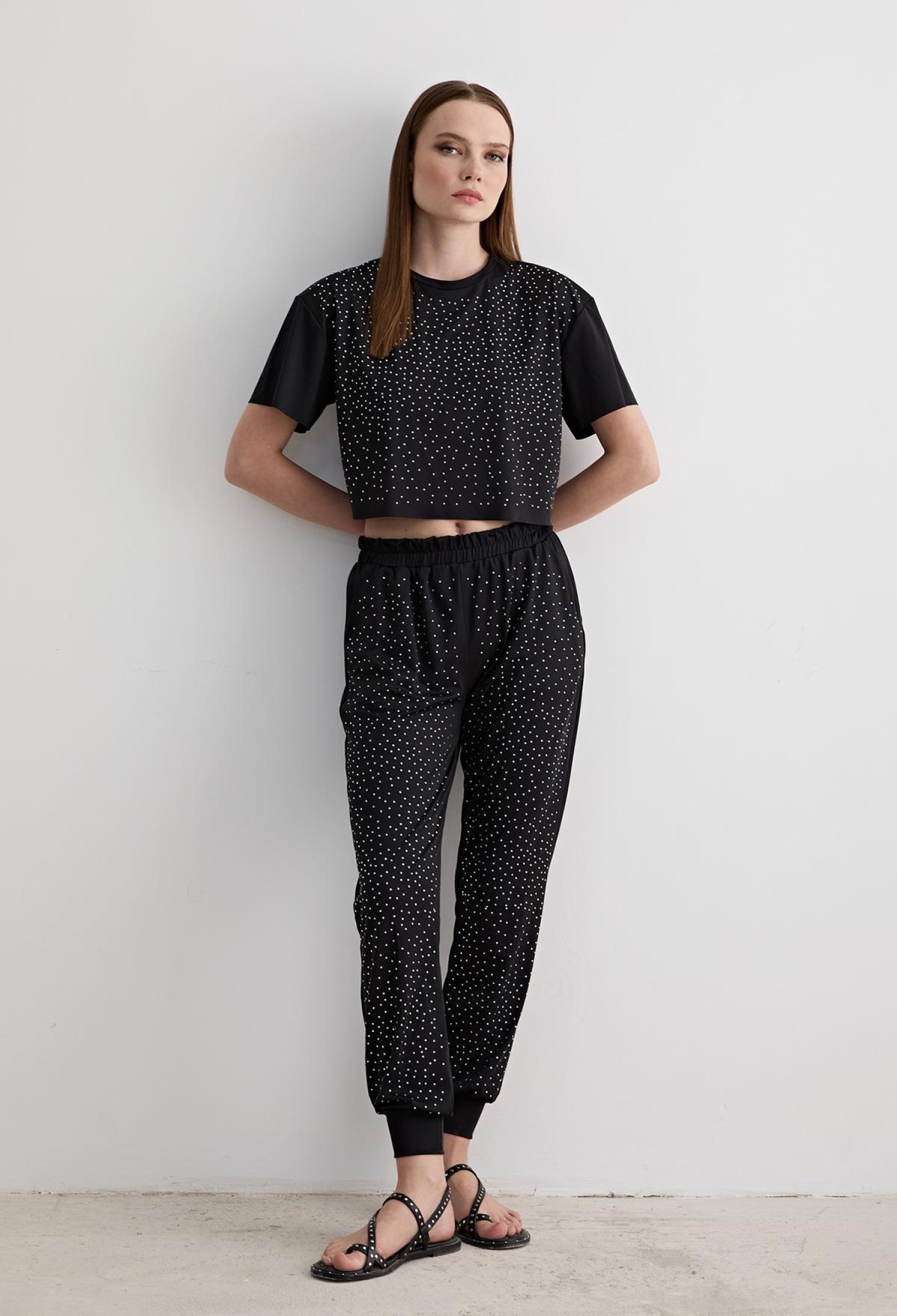 Stone Detailed Short Sleeve Oversize T-shirt - Brand: Levure - Women & Kids, Baby Clothes Wholesale - TheBS Women