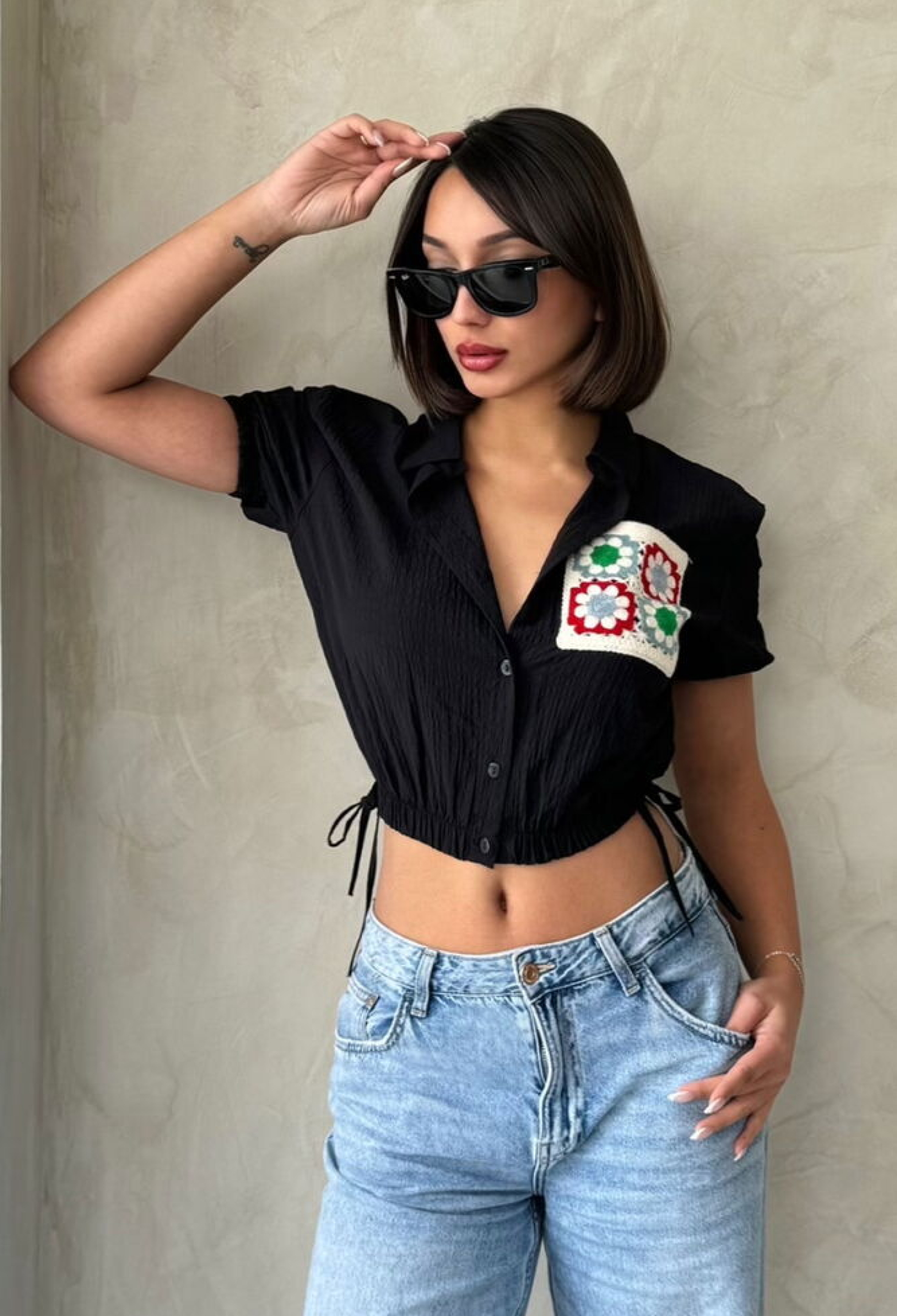 Waist Sleeve End Elastic Embroidered Pocket Wholesale Shirt - Brand: Topshow - Women & Kids, Baby Clothes Wholesale - TheBS Women