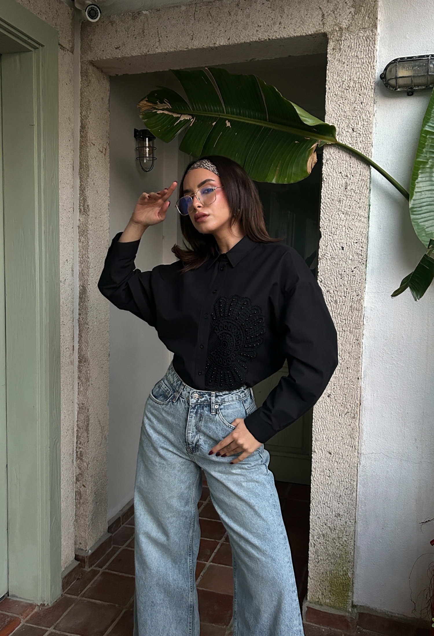 Wide Cut Lace And Pearl Detailed Design Poplin Shirt 29023 - Brand: First Angels - Women & Kids, Baby Clothes Wholesale - TheBS Women