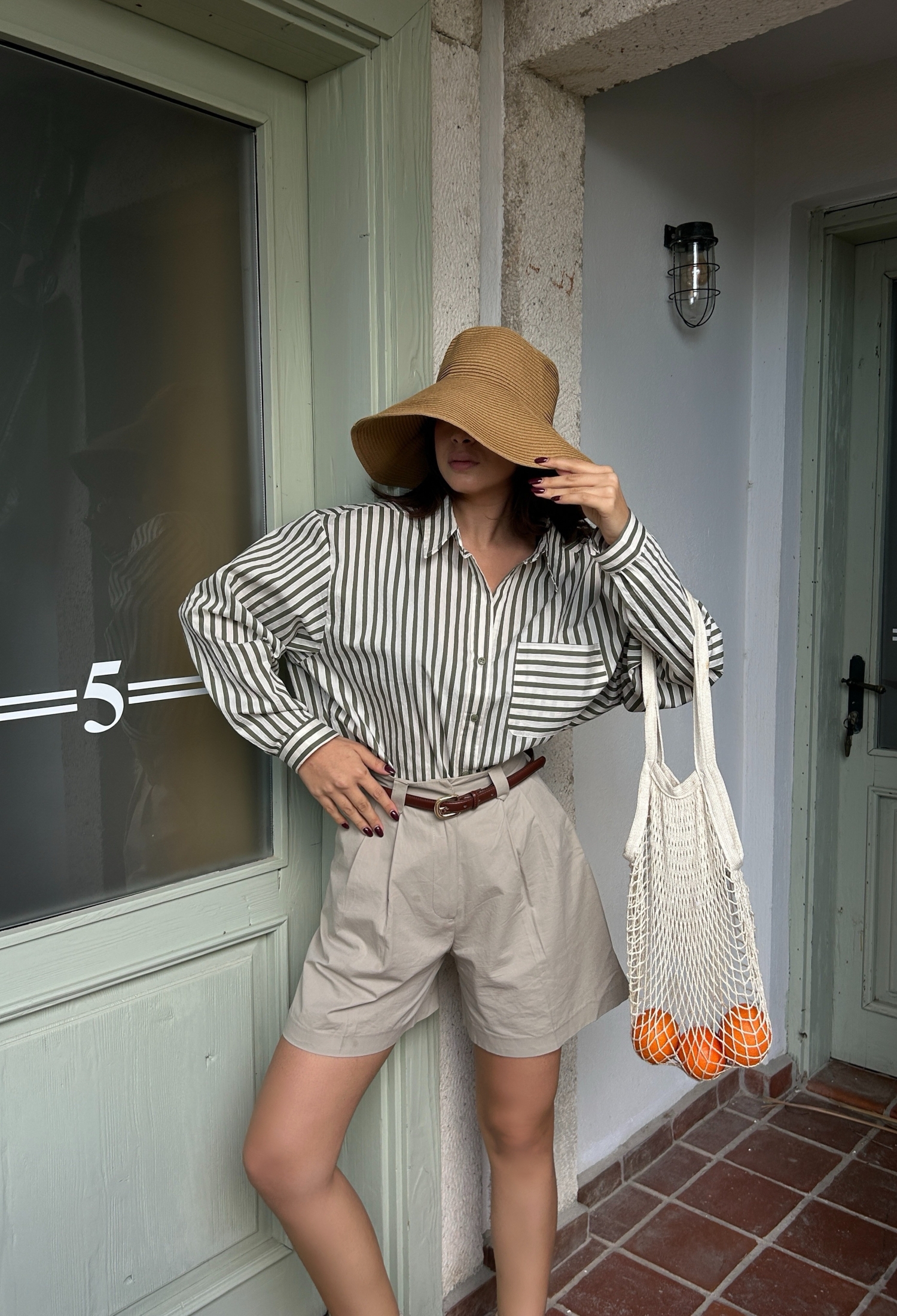 Striped Oversize Pocket Detailed Cotton Shirt 29013 - Brand: First Angels - Women & Kids, Baby Clothes Wholesale - TheBS Women