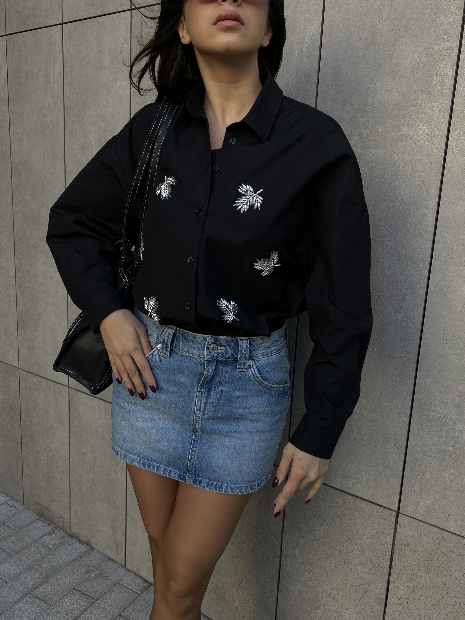 Stone Embroidered Poplin Wide Cut Shirt 29026 – Brand: First Angels – Women & Kids, Baby Clothes Wholesale – TheBS Women