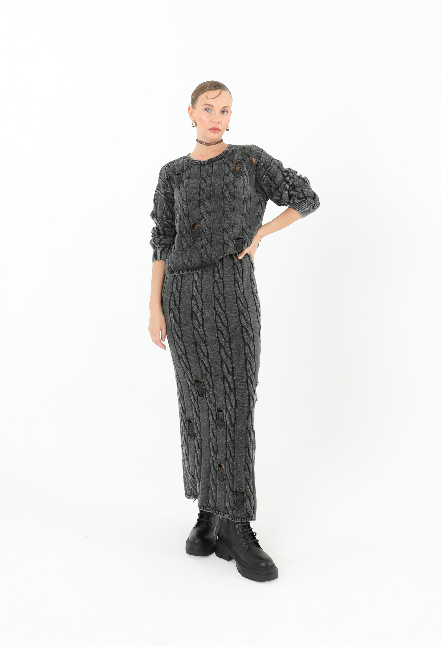 Knitwear Long Sleeve Sweater - Anthracite - Brand: SOUL - Women & Kids, Baby Clothes Wholesale - TheBS Women