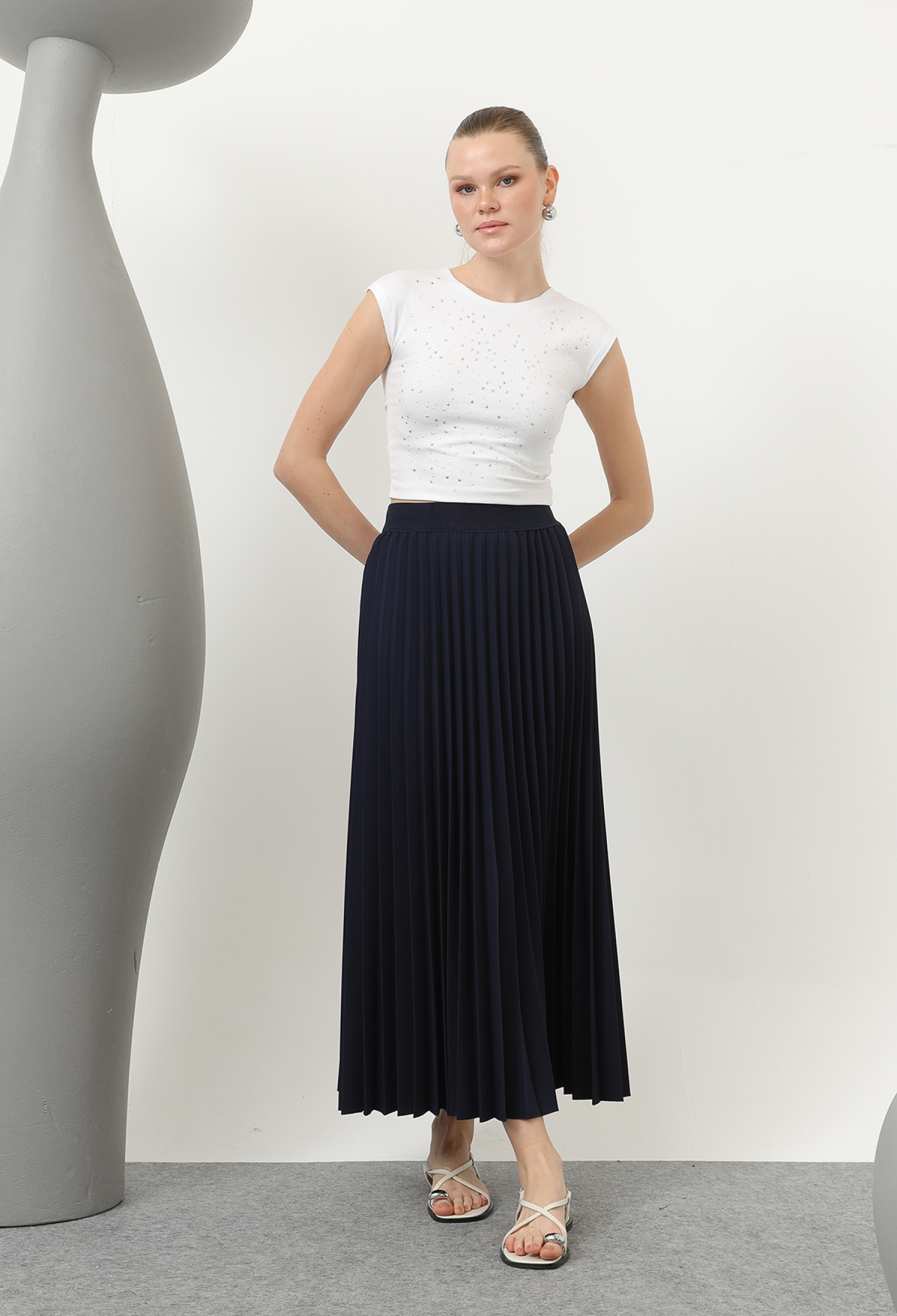 Pleated Skirt - Navy - Brand: Puane - Women & Kids, Baby Clothes Wholesale - TheBS Women