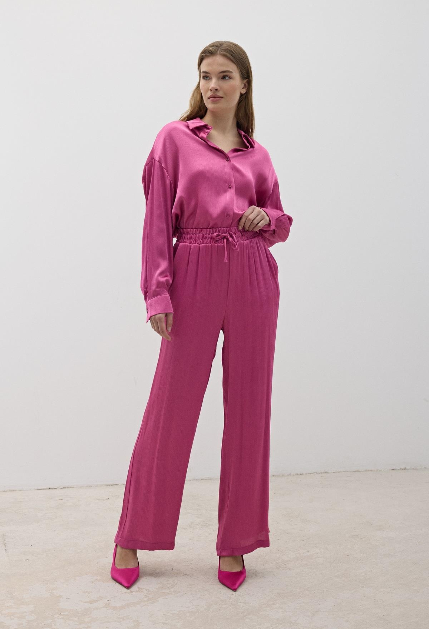 Women's Elastic Waist Satin Pants Dark - Brand: Levure - Women & Kids, Baby Clothes Wholesale - TheBS Women