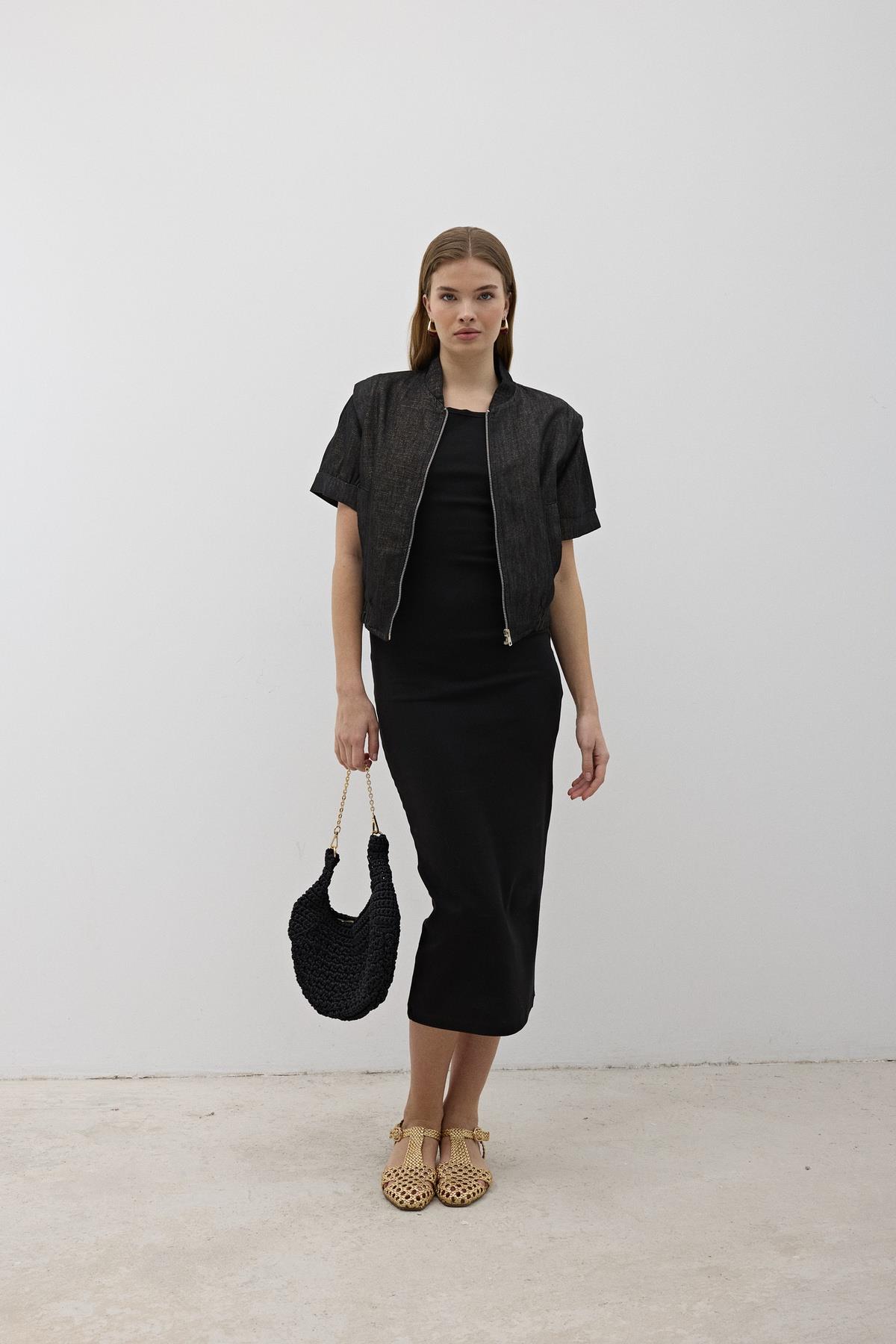 Shoulder Wadding Front Zipper Jacket Black - Brand: Levure - Women & Kids, Baby Clothes Wholesale - TheBS Women Shoulder Wadding Front Zipper Jacket Black - Brand: Levure - Women & Kids, Baby Clothes Wholesale - TheBS Women