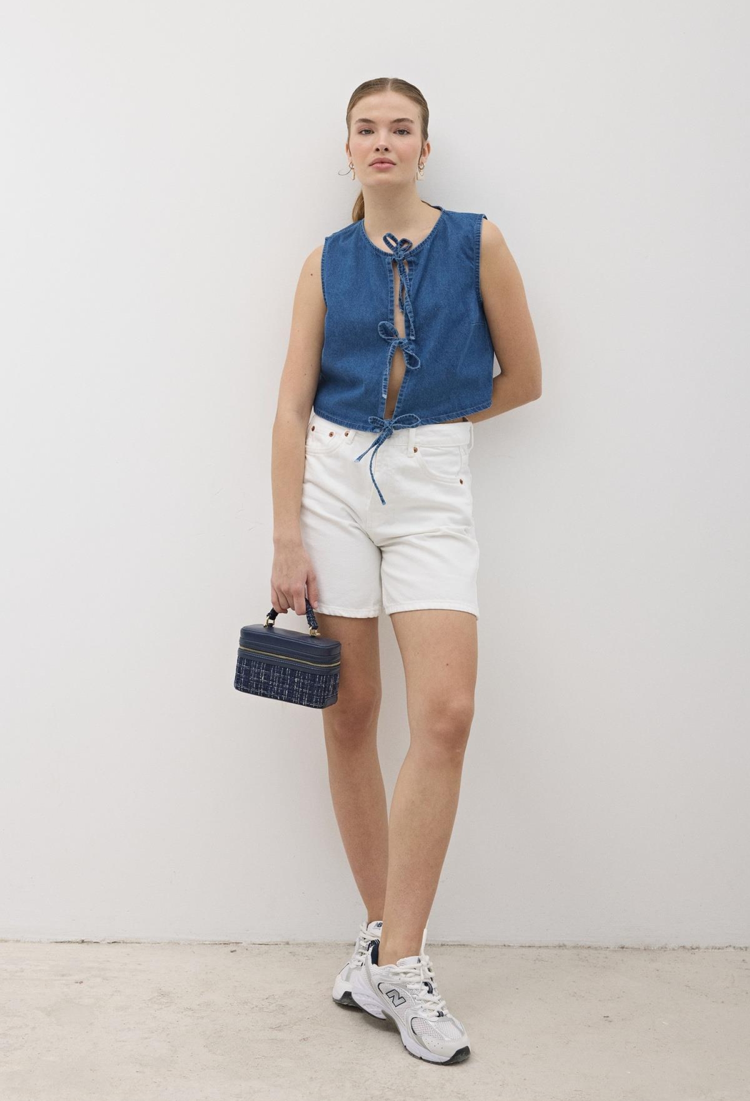 Front Tie Sleeveless Denim Vest Dark Blue - Brand: Levure - Women & Kids, Baby Clothes Wholesale - TheBS Women