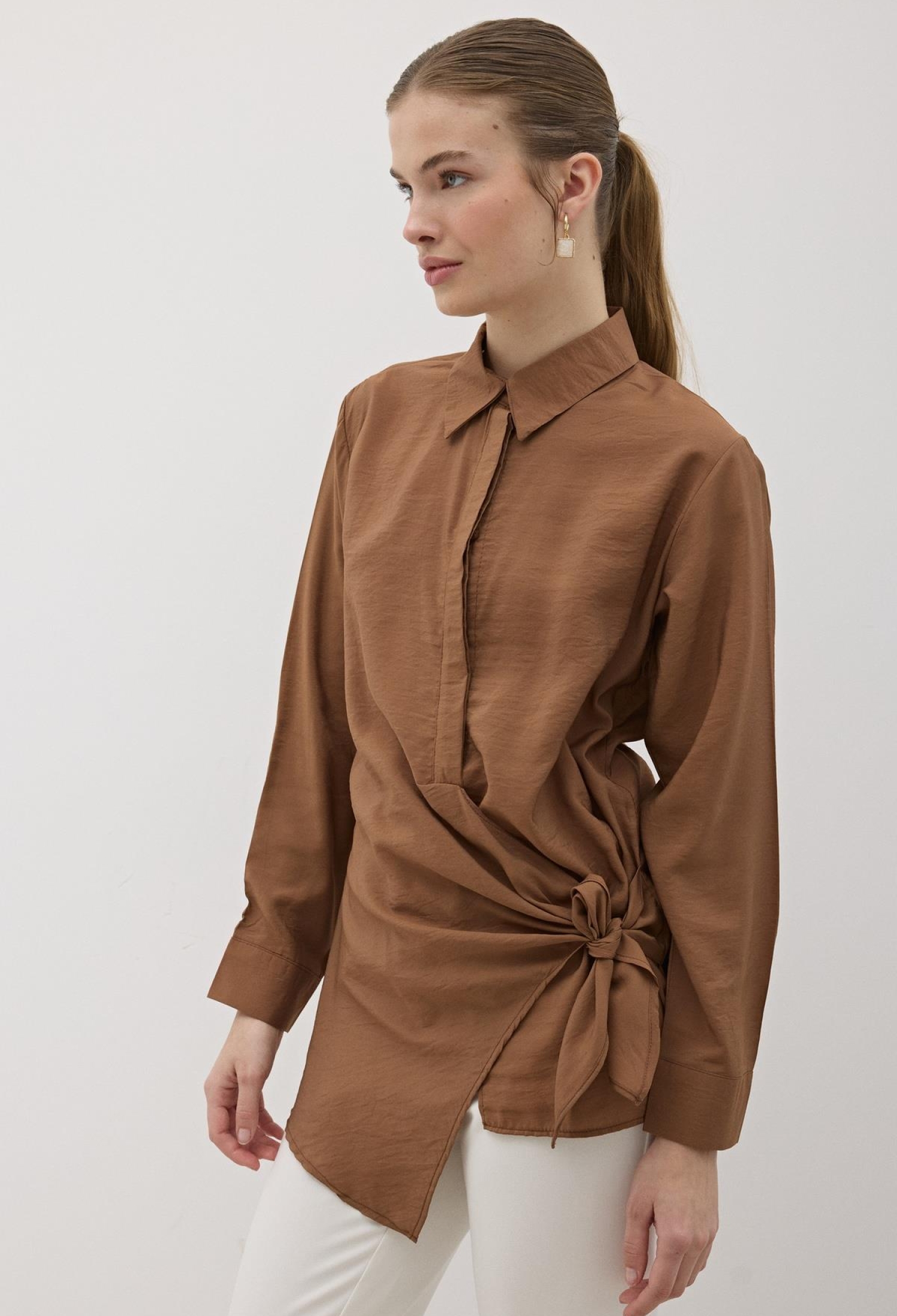 Side Tie Modal Shirt - Brand: Levure - Women & Kids, Baby Clothes Wholesale - TheBS Women