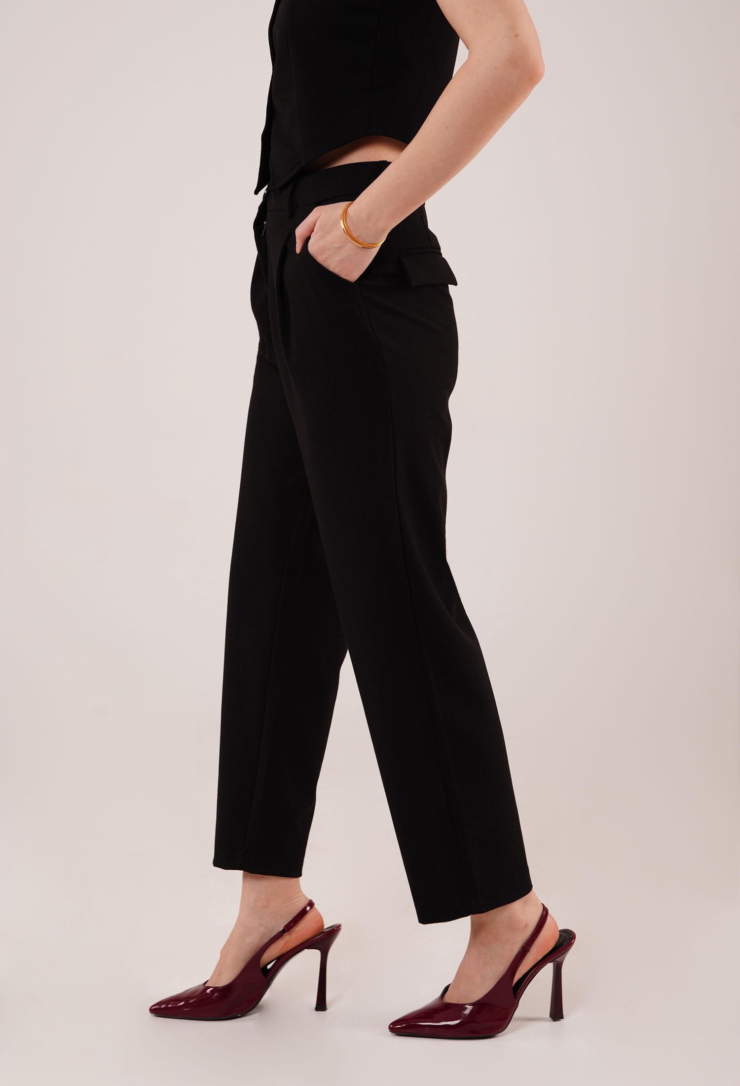 Wholesale Black Pants With Closure Pocket Detailed - Brand: Lustrin - Women & Kids, Baby Clothes Wholesale - TheBS Women