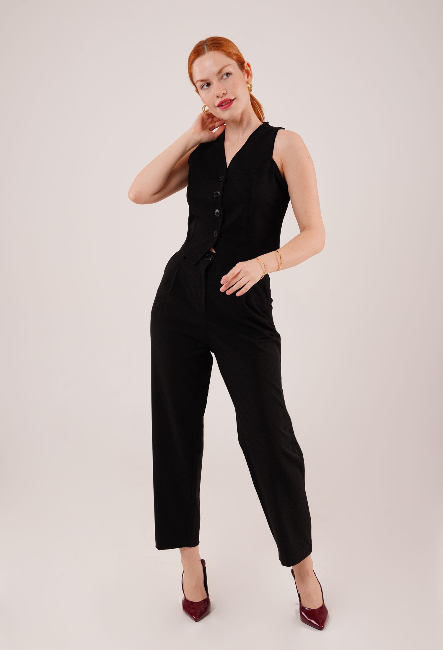 Wholesale Black Pants With Closure Pocket Detailed - Brand: Lustrin - Women & Kids, Baby Clothes Wholesale - TheBS Women