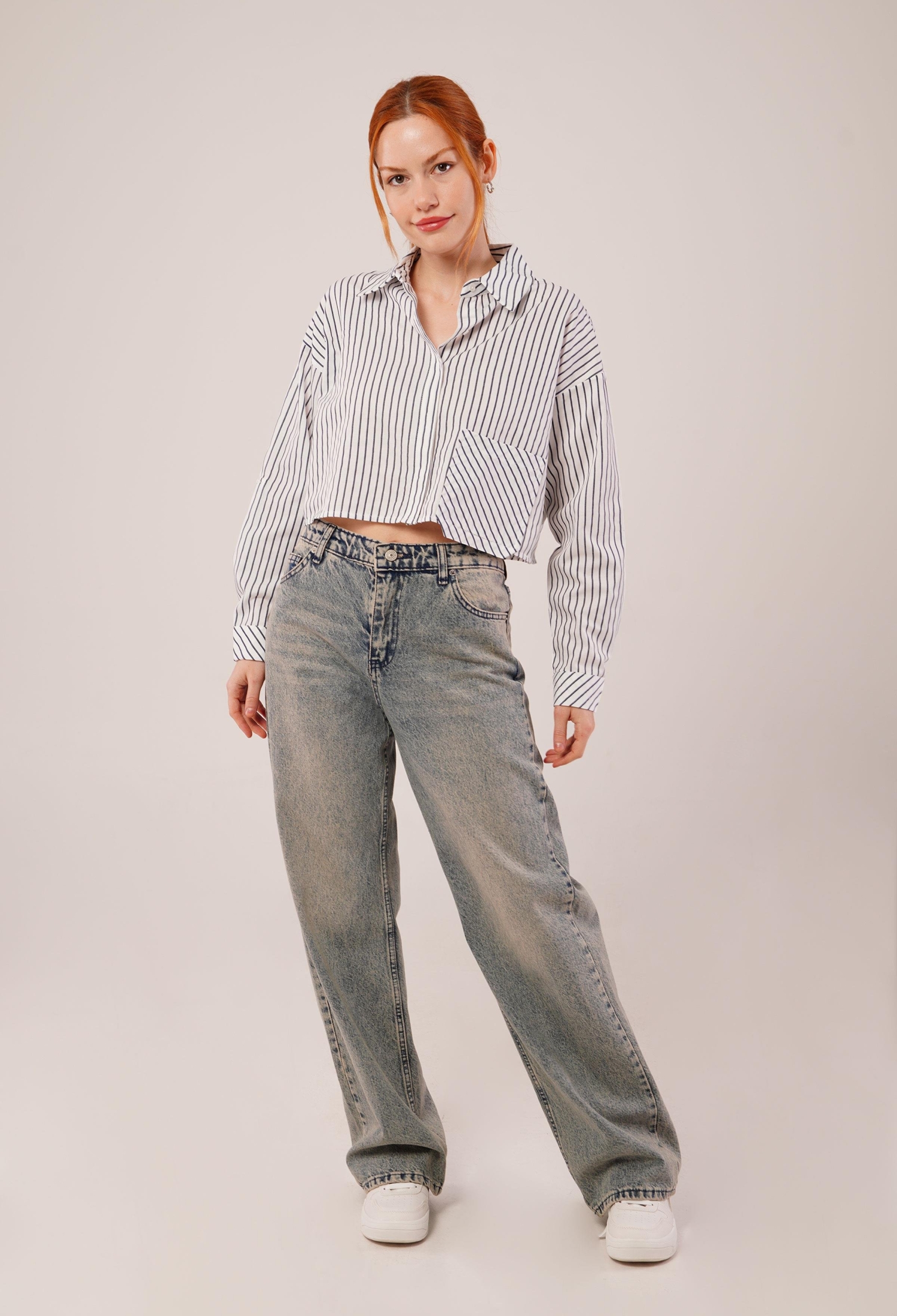 Crop PatternWholesale Shirt With Pockets And Stripes - Brand: Lustrin - Women & Kids, Baby Clothes Wholesale - TheBS Women