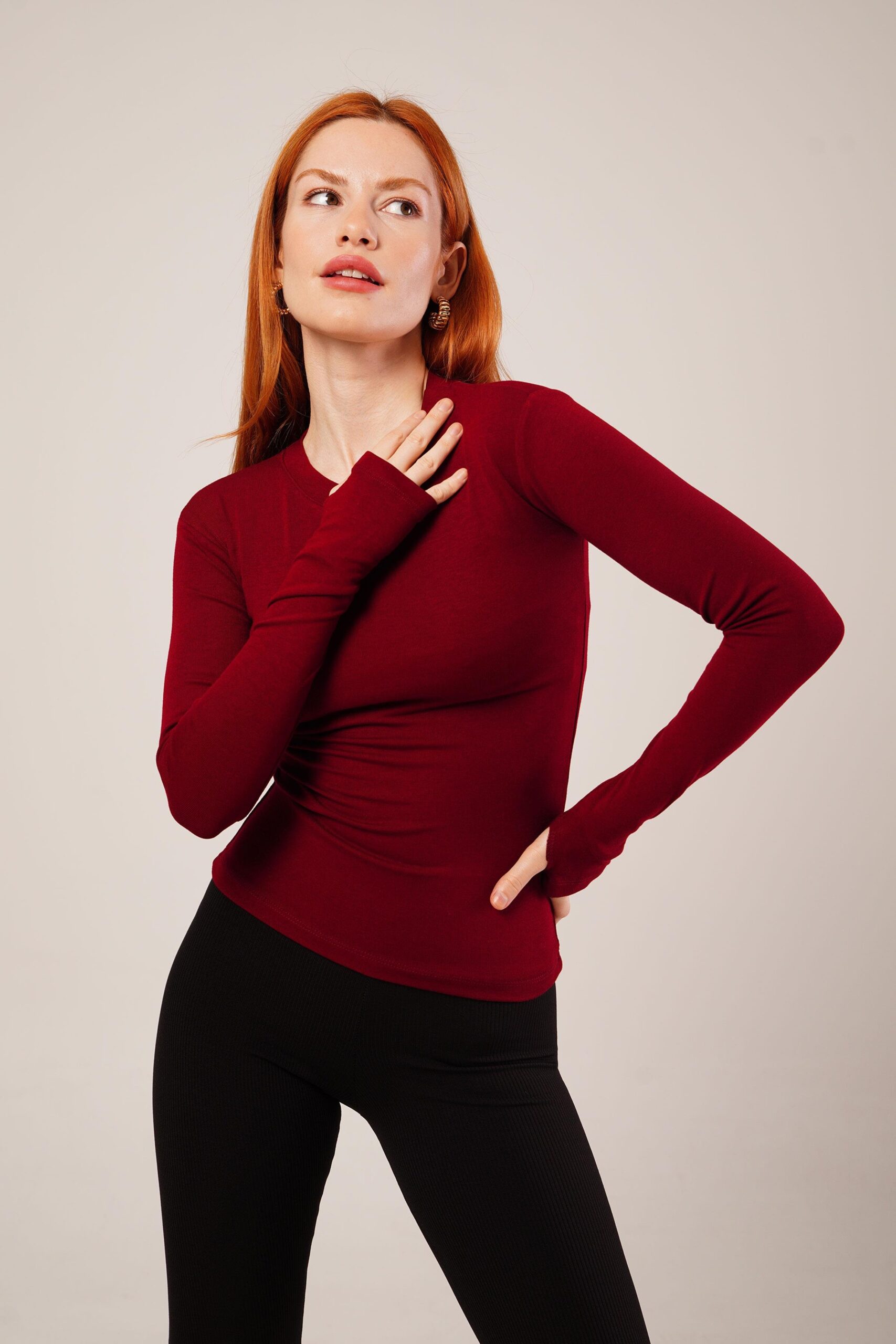 Long Sleeve Basic Burgundy Wholesale Blouse - Brand: Lustrin - Women & Kids, Baby Clothes Wholesale - TheBS Women