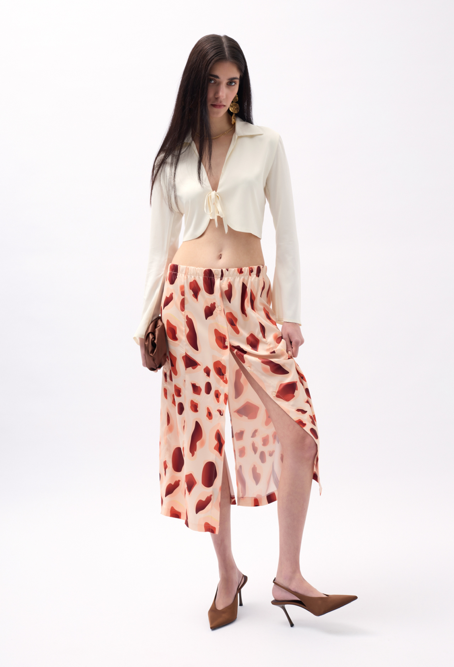 Patterned Skirt With Side Slits - Brand: Black Fashion - Women & Kids, Baby Clothes Wholesale - TheBS Women