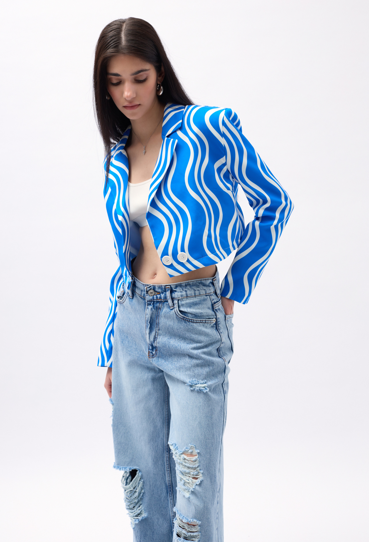 Patterned Crop Jacket - Brand: Black Fashion - Women & Kids, Baby Clothes Wholesale - TheBS Women