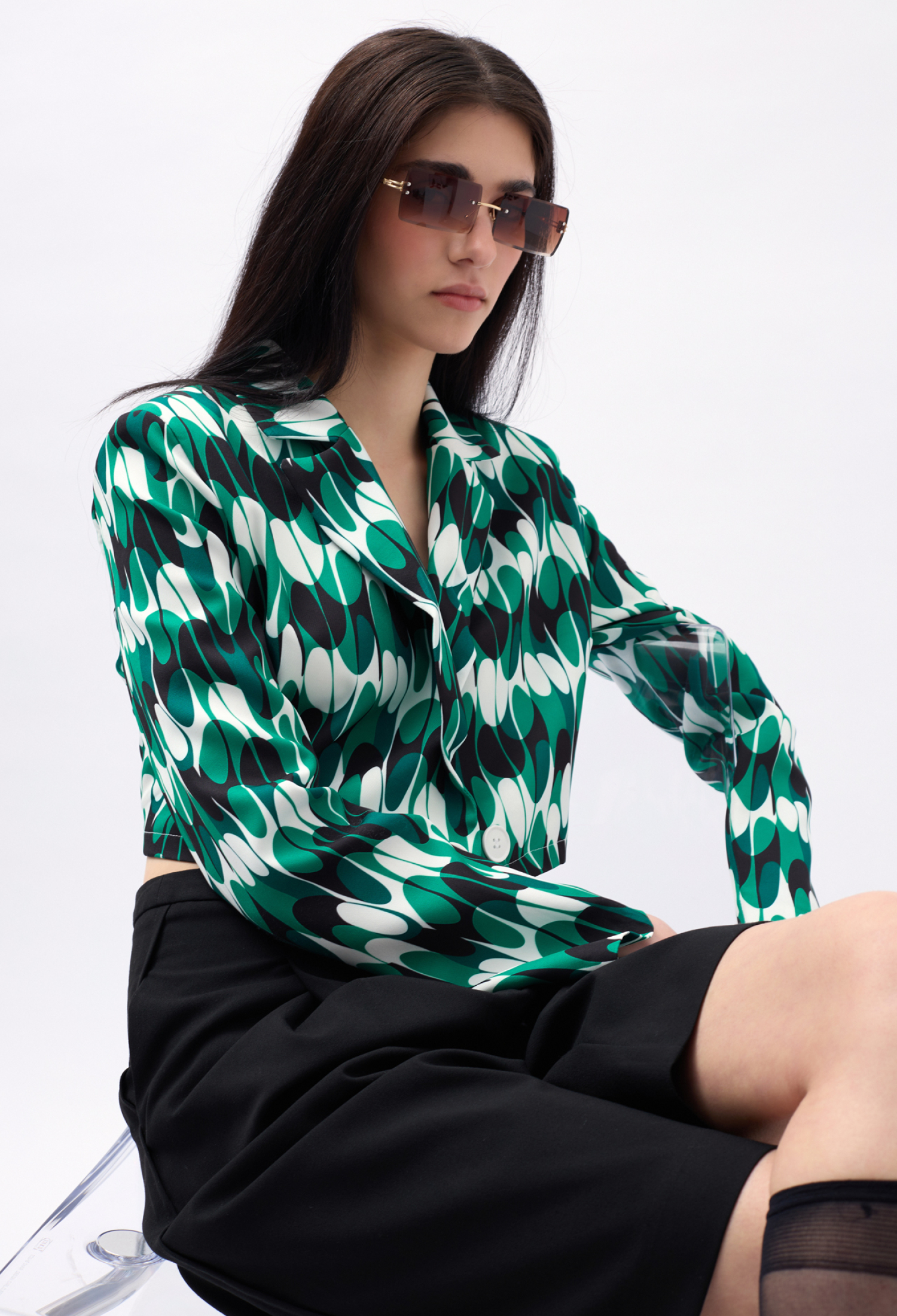 Patterned Crop Jacket - Brand: Black Fashion - Women & Kids, Baby Clothes Wholesale - TheBS Women