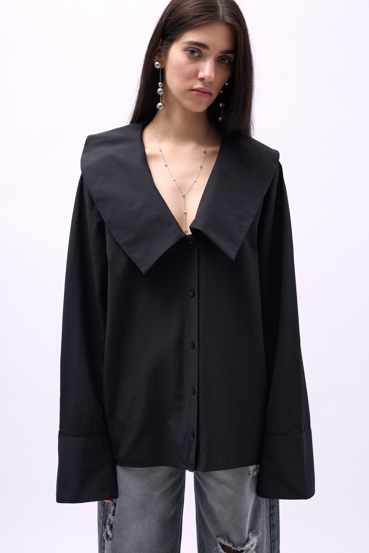 Wide Collar Ruffle Sleeve Shirt – Brand: Black Fashion – Women & Kids, Baby Clothes Wholesale – TheBS Women